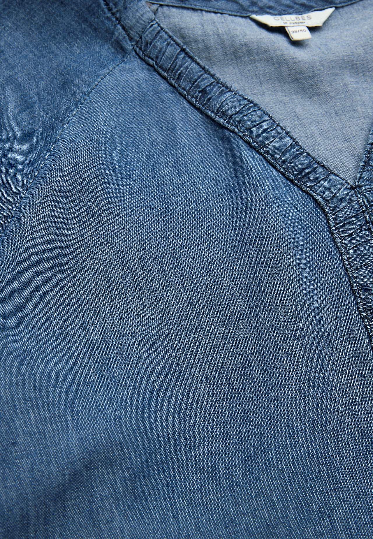 Krótka sukienka jeansowa z bufiastymi rękawami