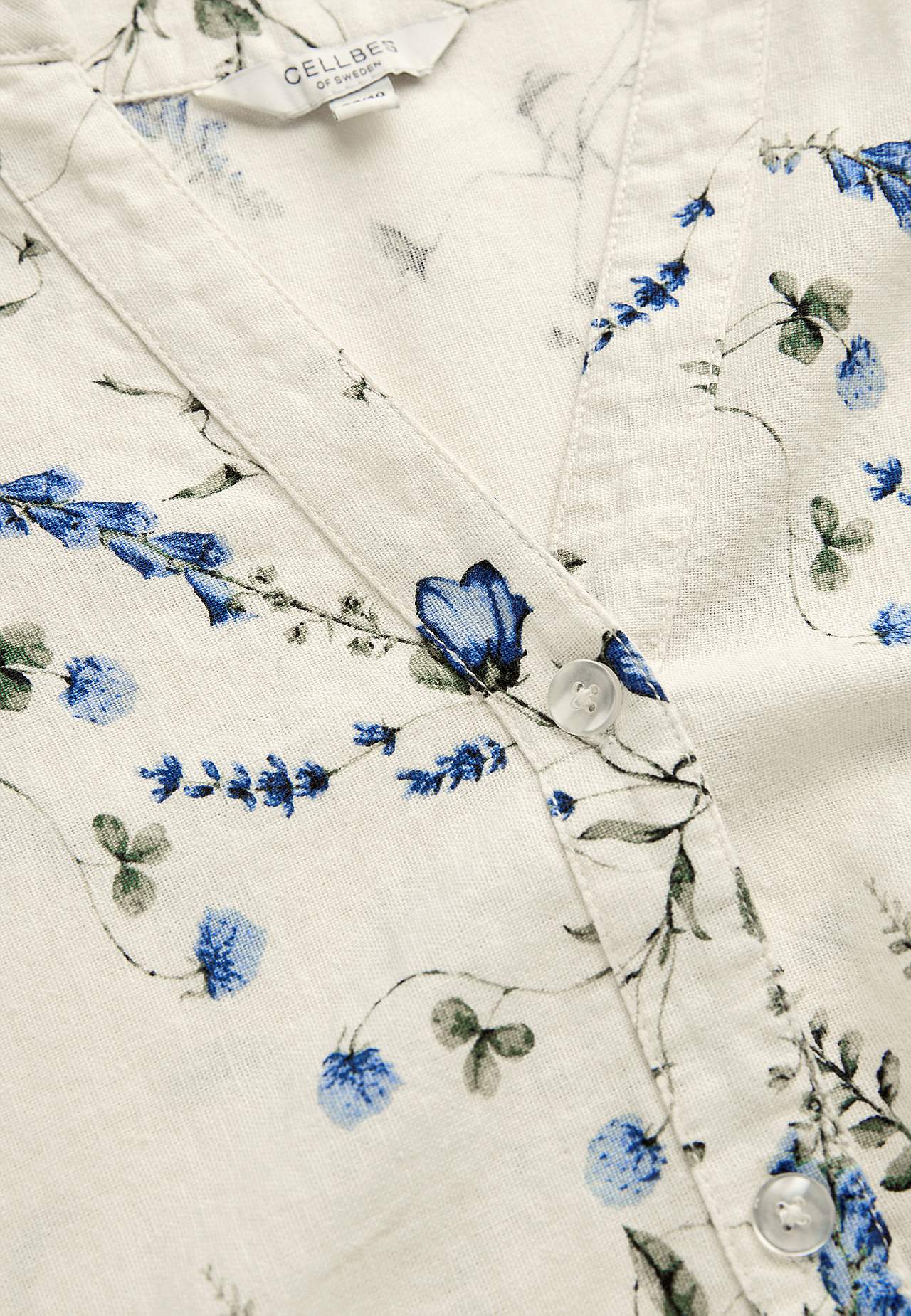 Kwiecista lniana tunika z guzikami