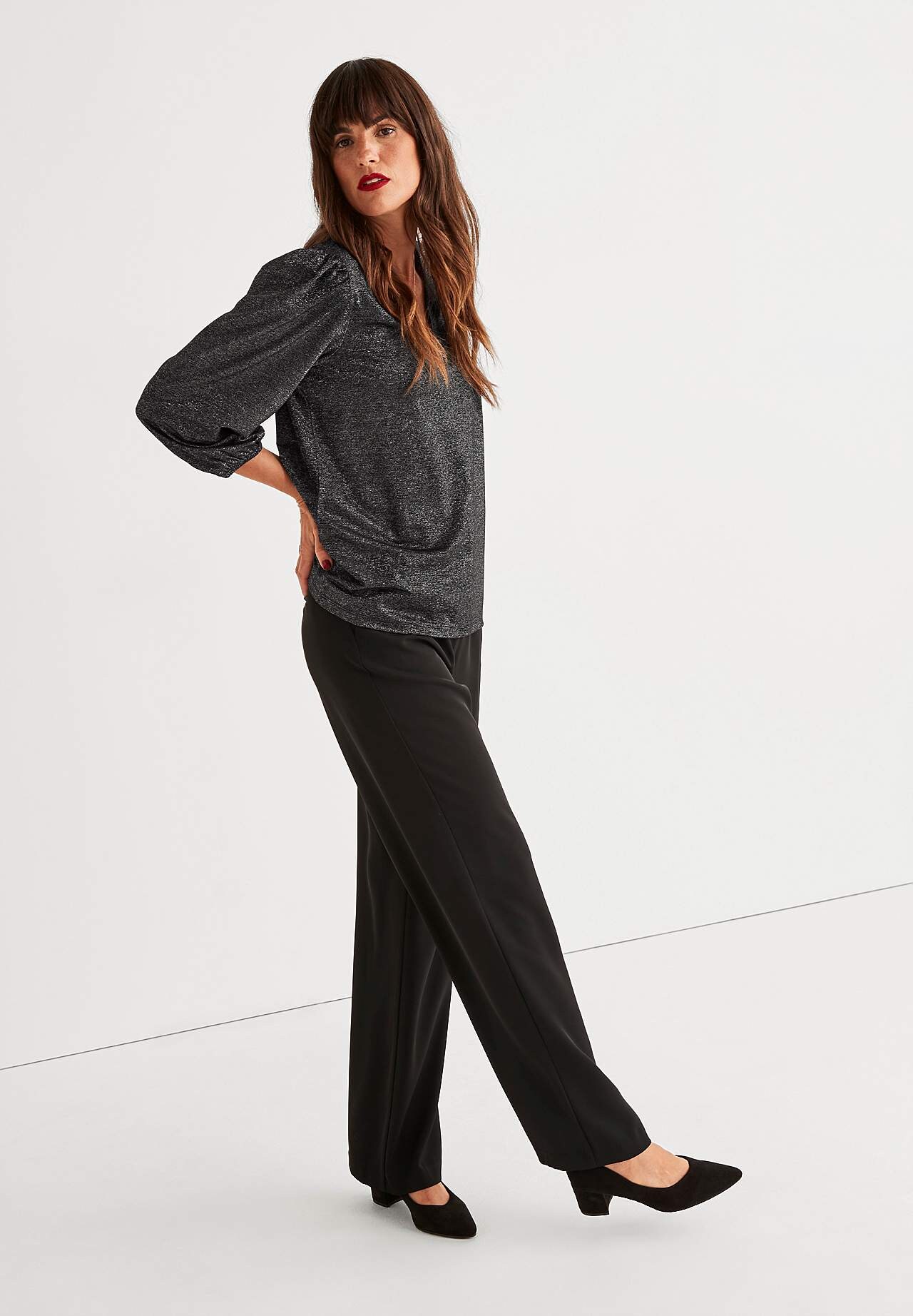 Błyszczący top z dżerseju