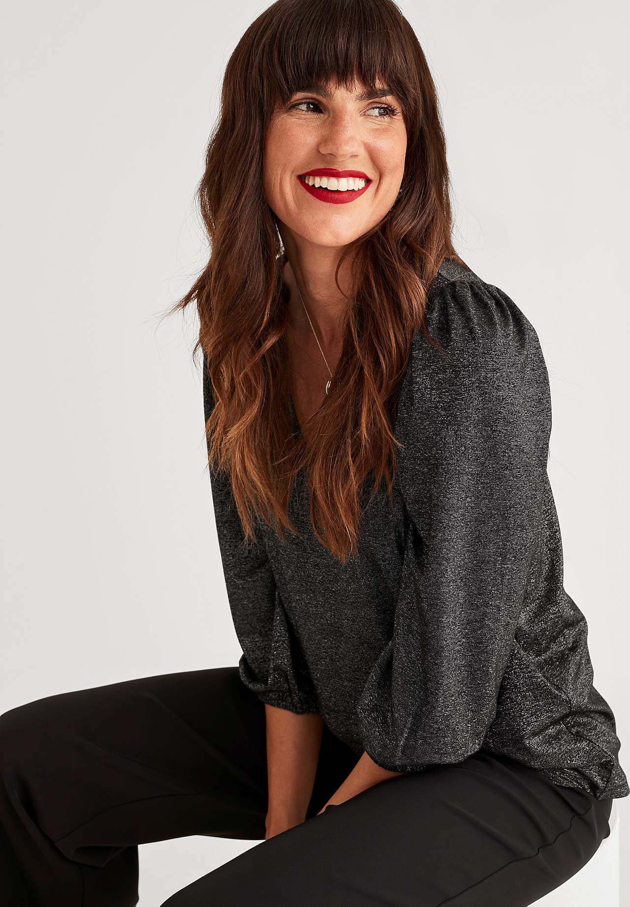 Błyszczący top z dżerseju