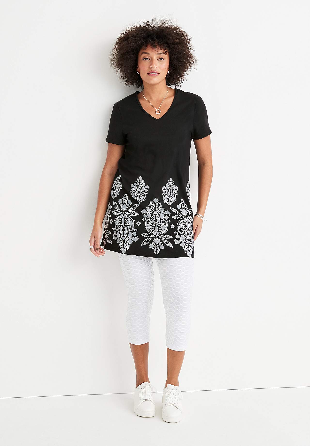 Legginsy rybaczki z wzorem strukturalnym