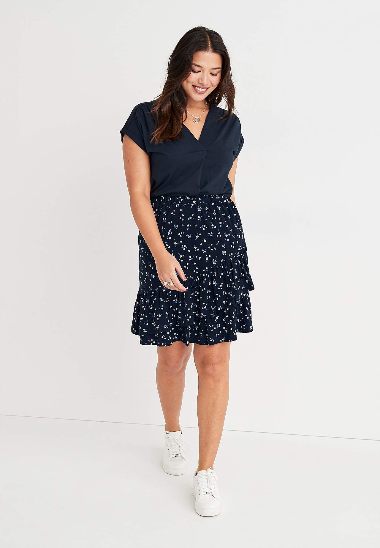 Spódnica z dżerseju z falbanami