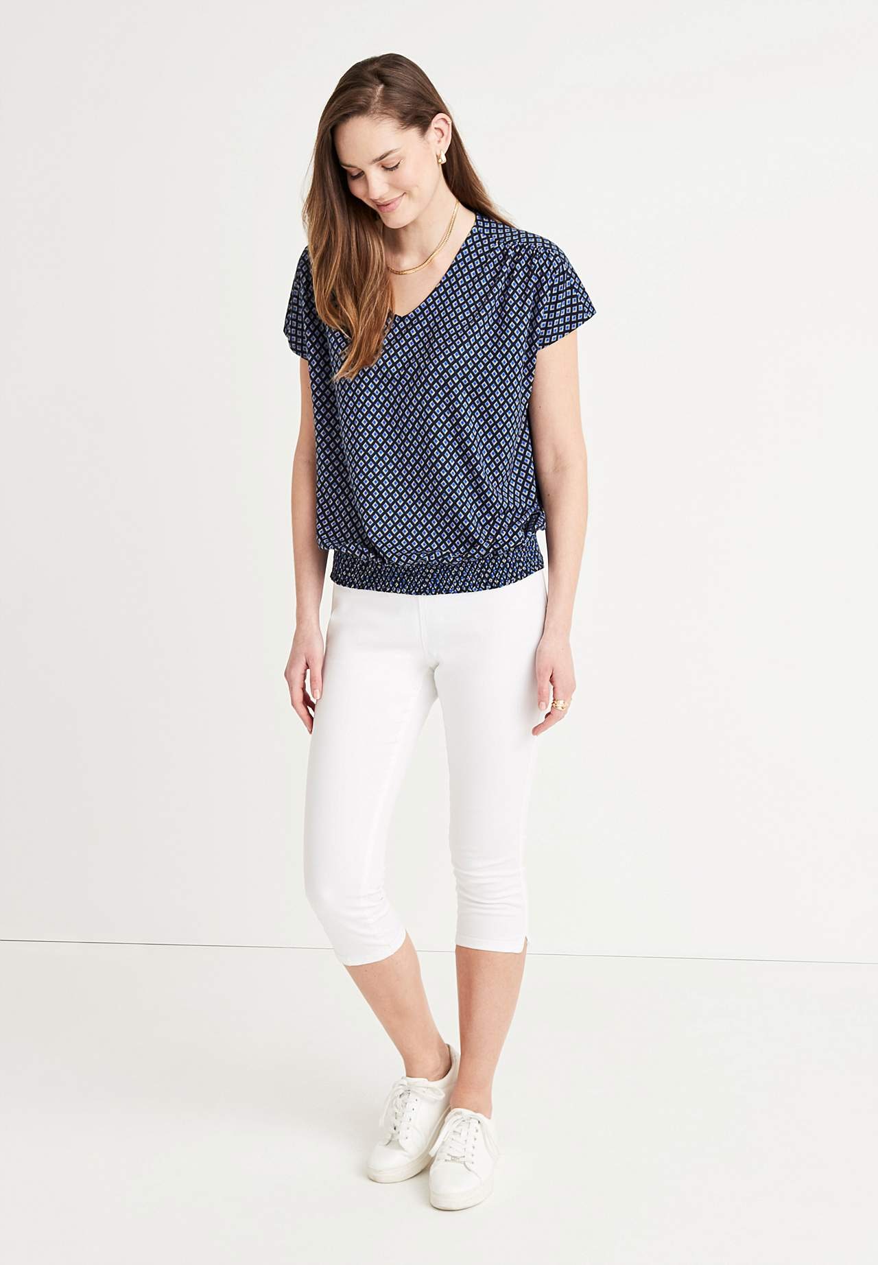 Top z dżerseju z marszczeniem