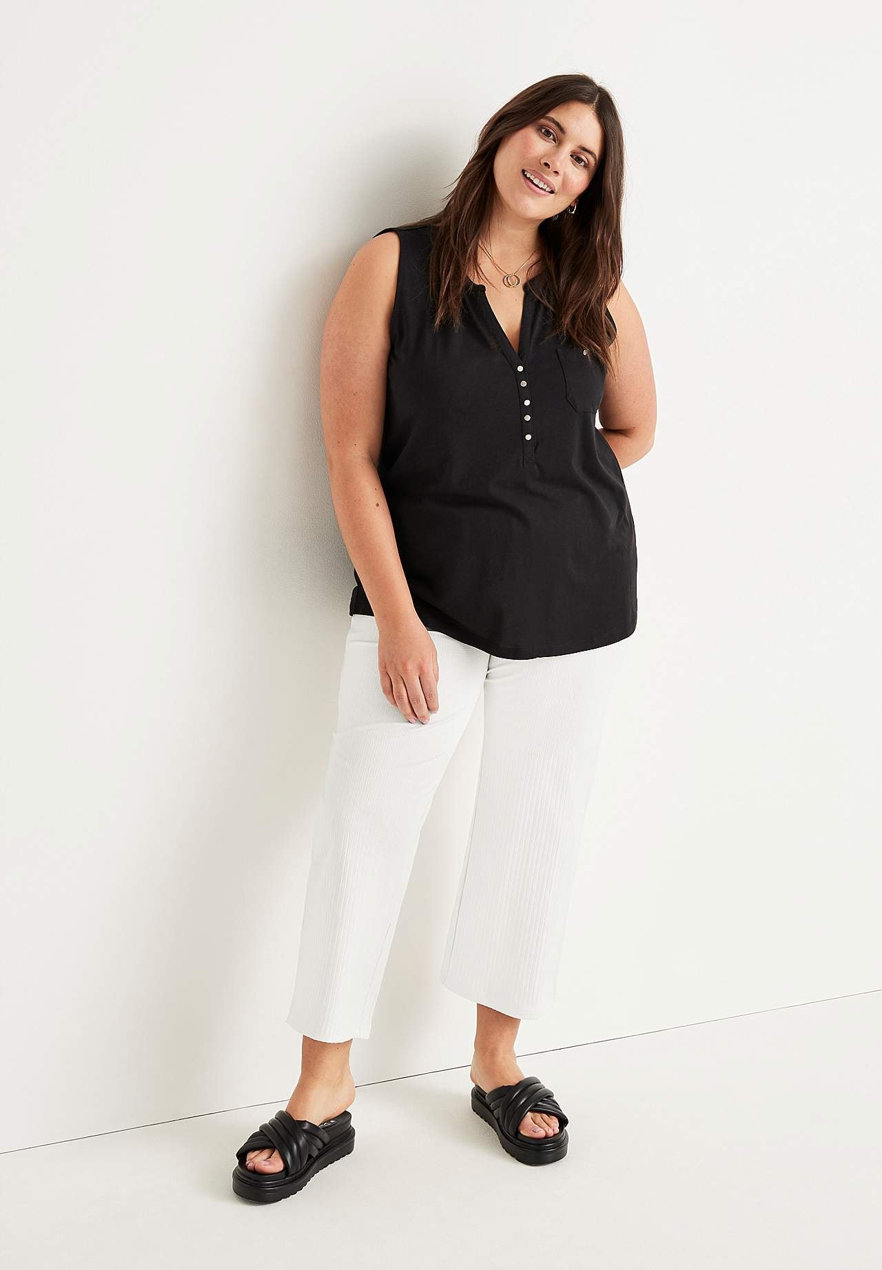 Prążkowane spodnie culottes