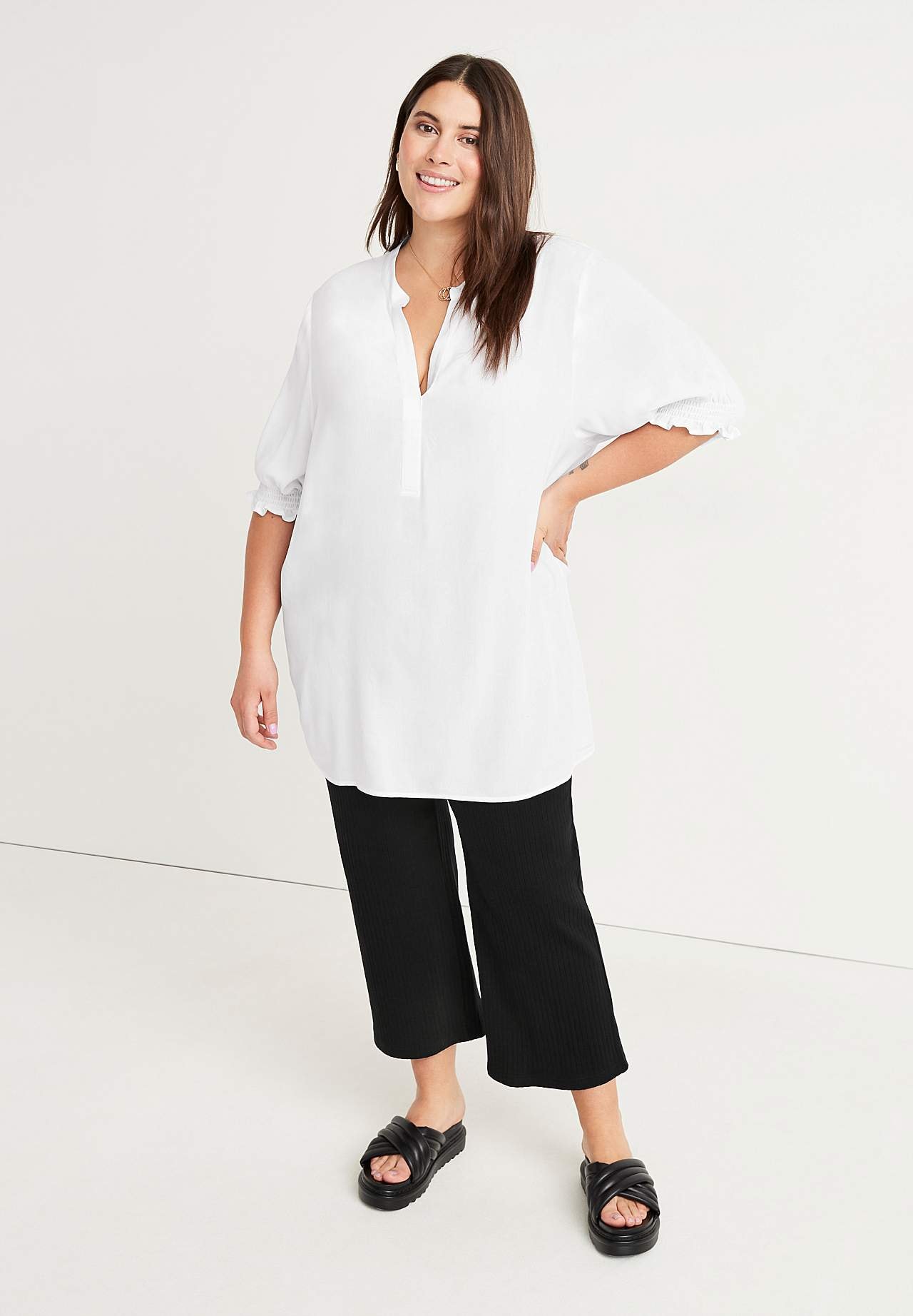 Prążkowane spodnie culottes