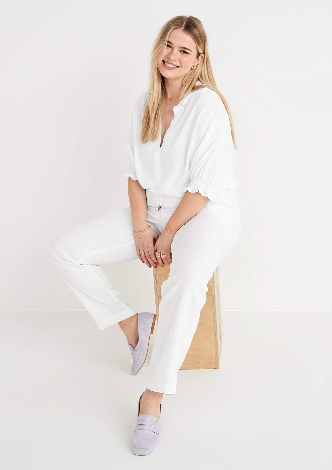 Lniane Premium spodnie z gumą i midjan