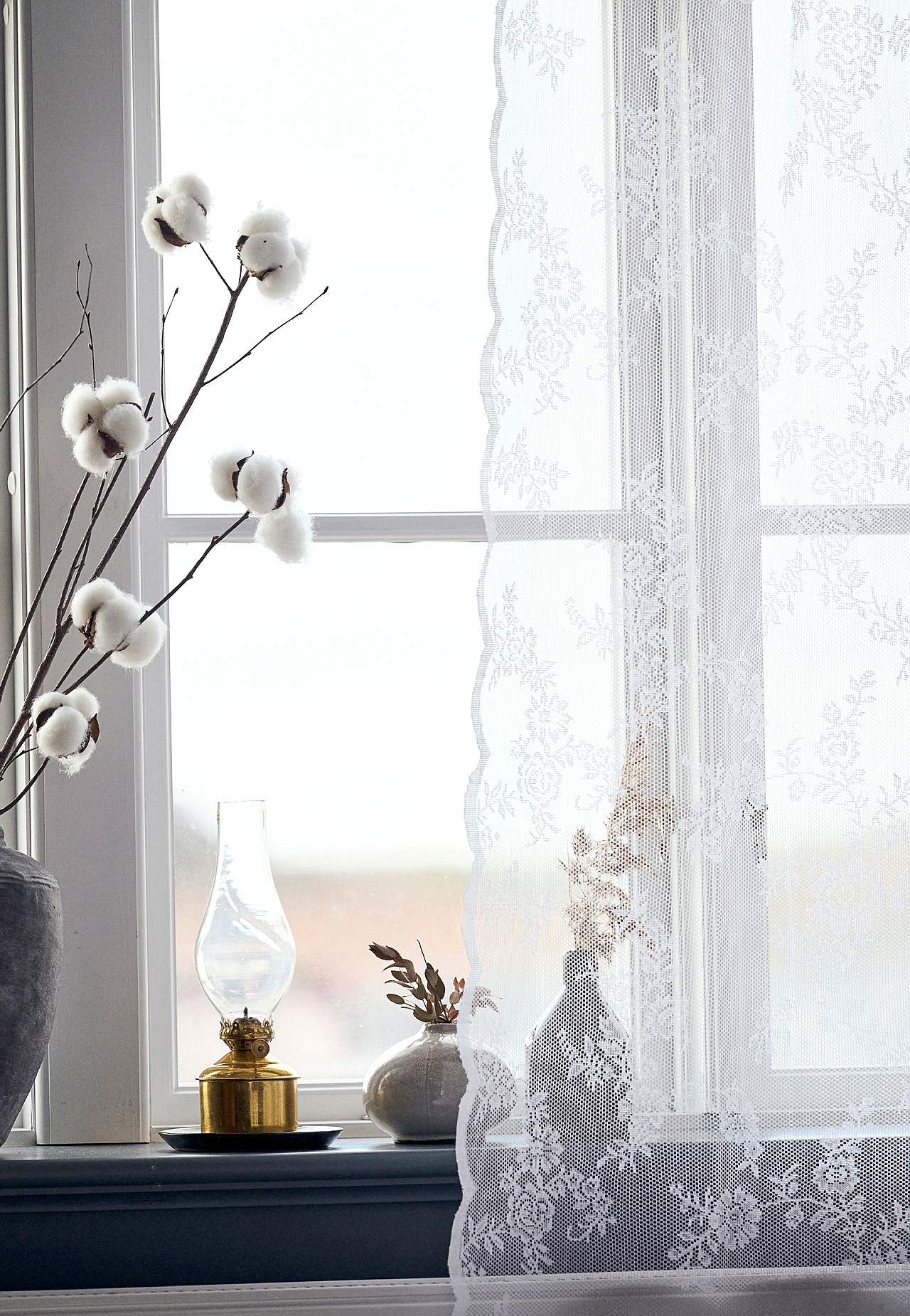 Wzorzysta koronkowa zasłona 2 sztuki