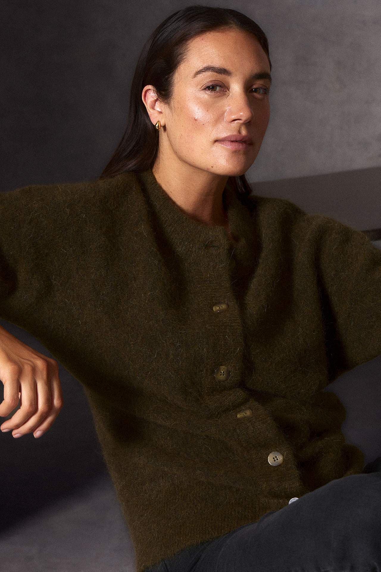 Rozpinany Premium sweter z mieszanki moheru i wełny