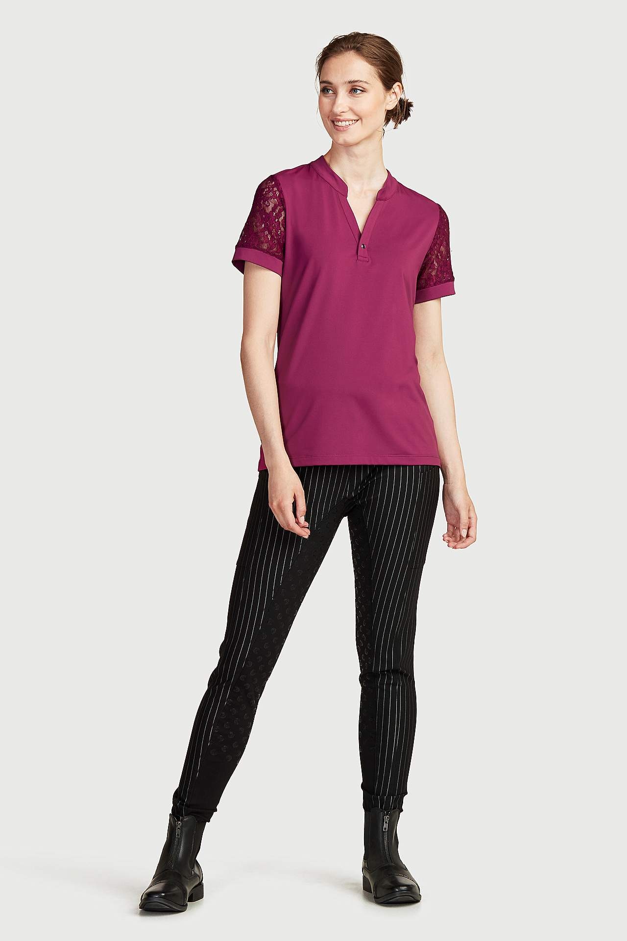 Bryczesy w kratkę z pełnym lejem