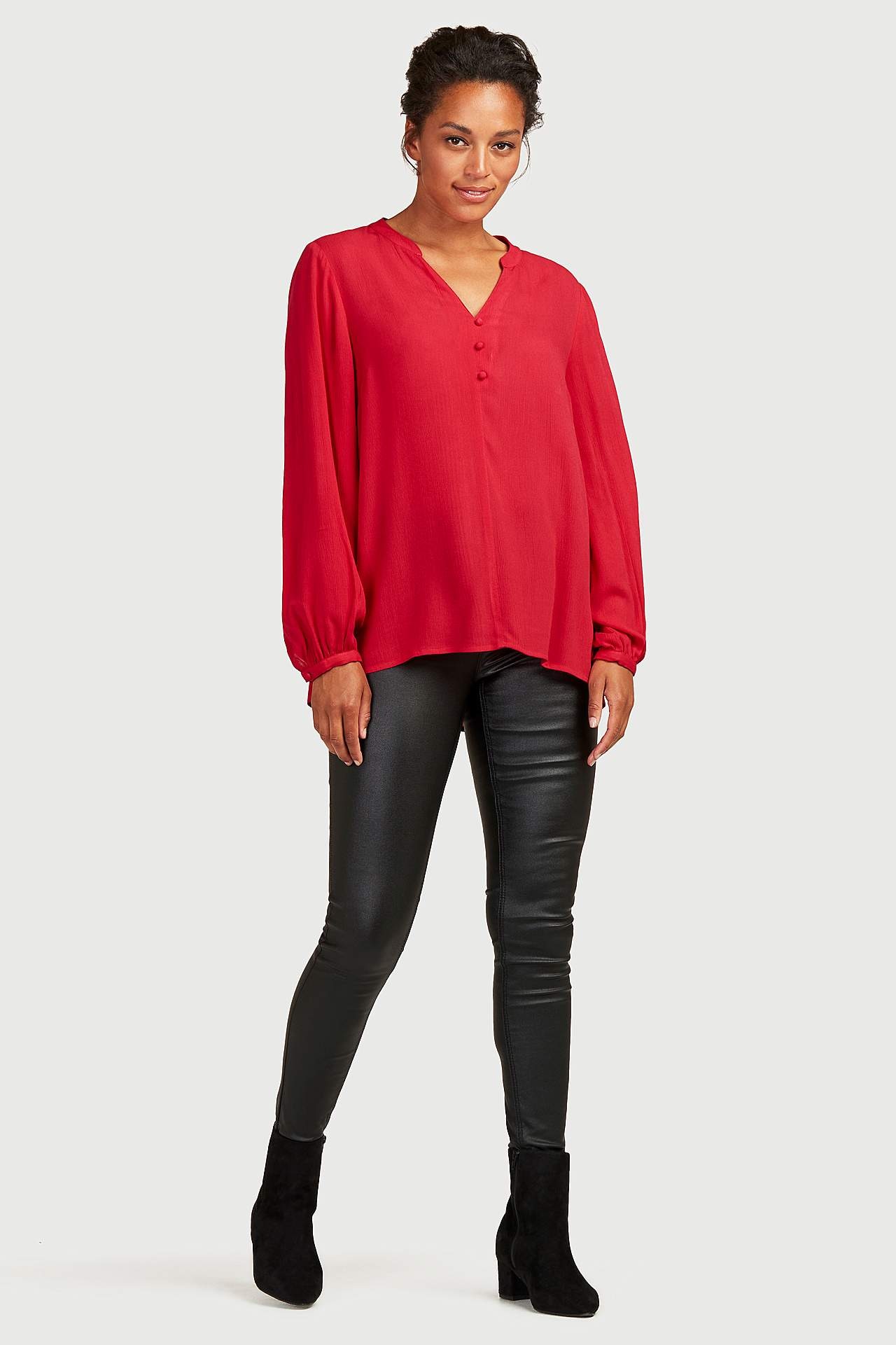 Bluzka z krepy z długim rękawem