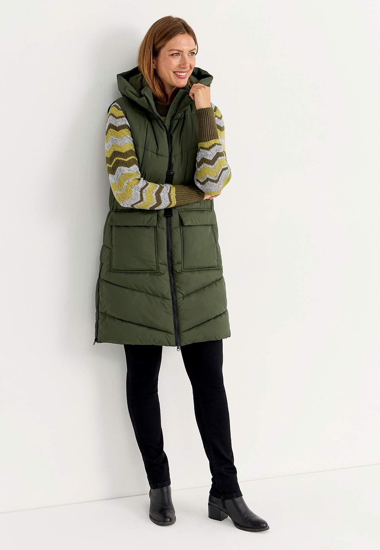 Dzianinowy sweter z wzorem zygzak