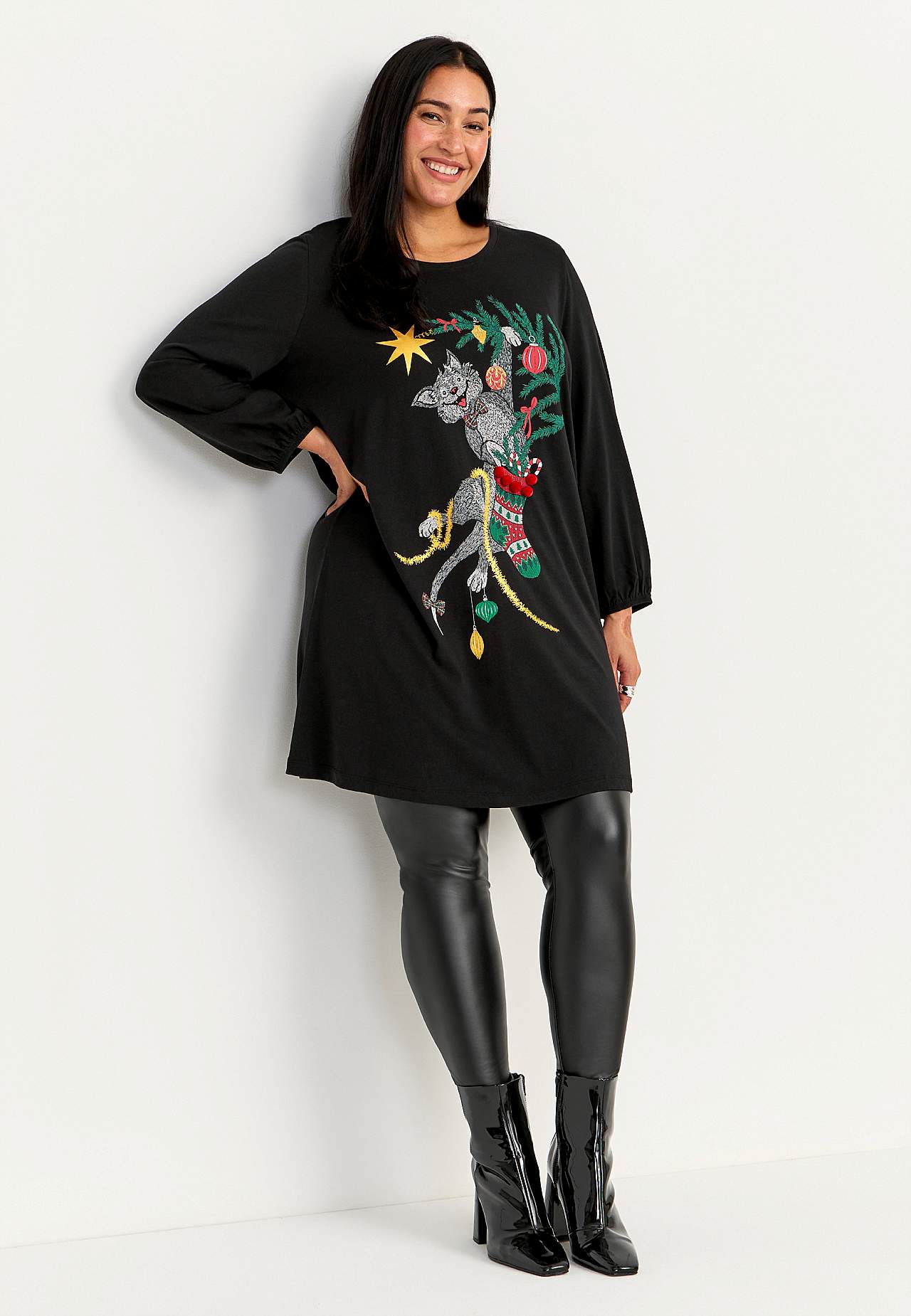 Tunika z dżerseju z kocim wzorem