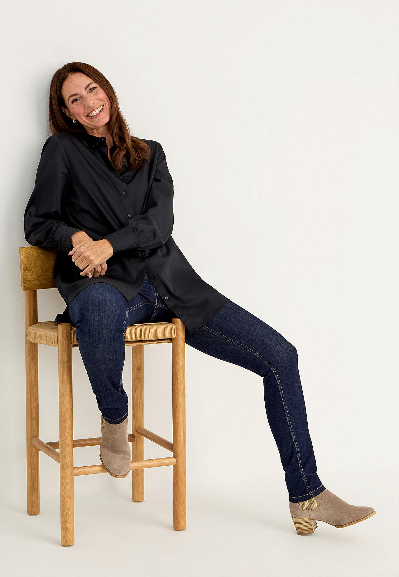 Długa koszula ze satyny bawełnianej