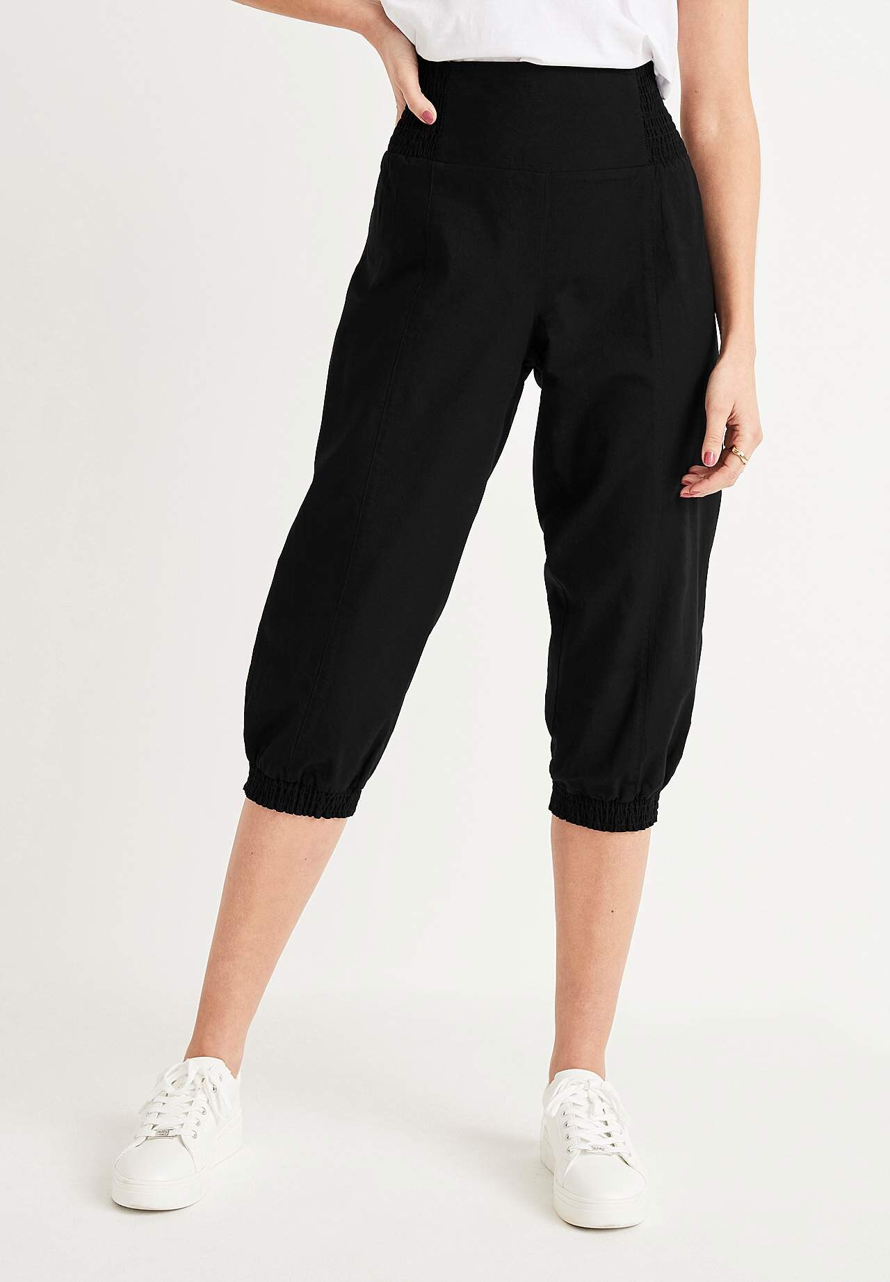Tkane spodnie capri Nellie