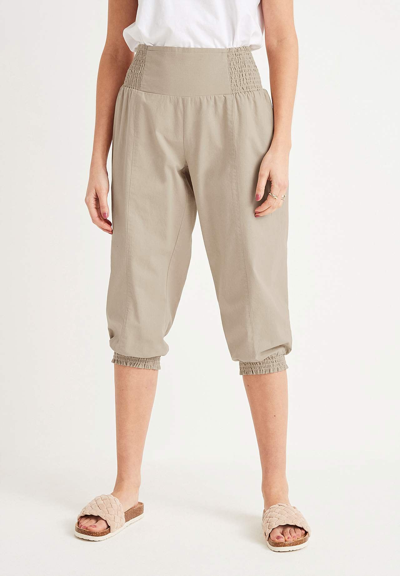Tkane spodnie capri Nellie
