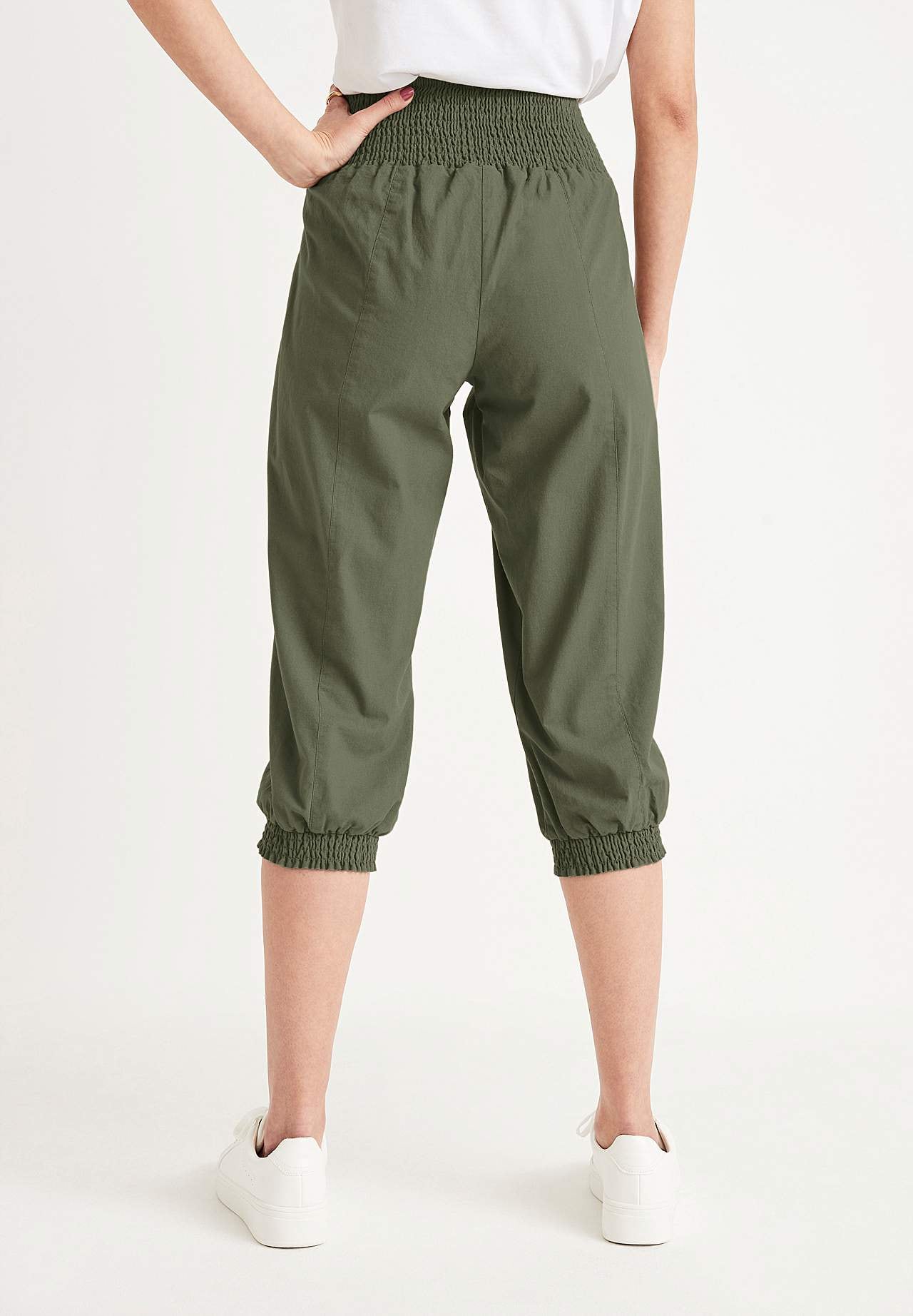Tkane spodnie capri Nellie