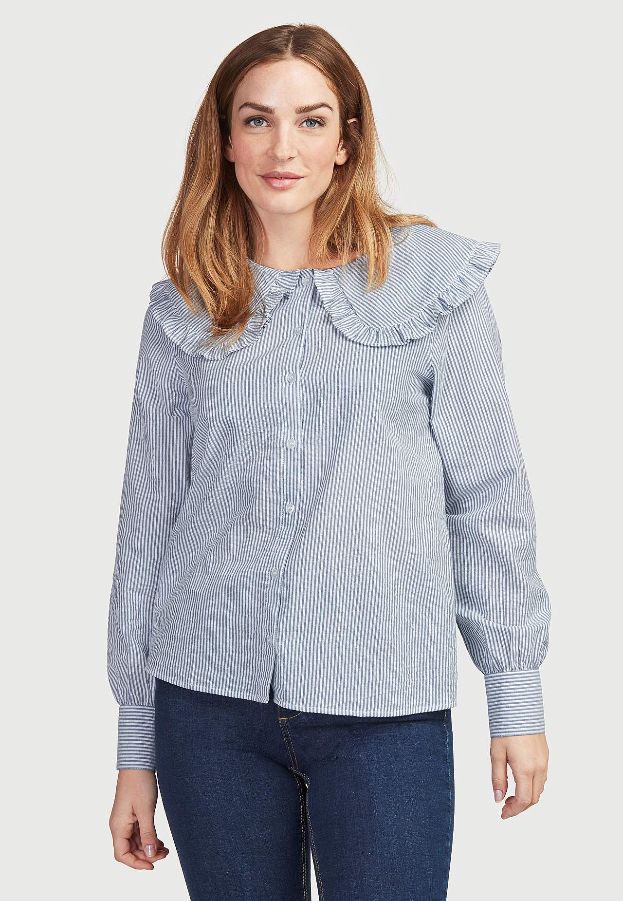 Bluzka z kołnierzem z falbanką