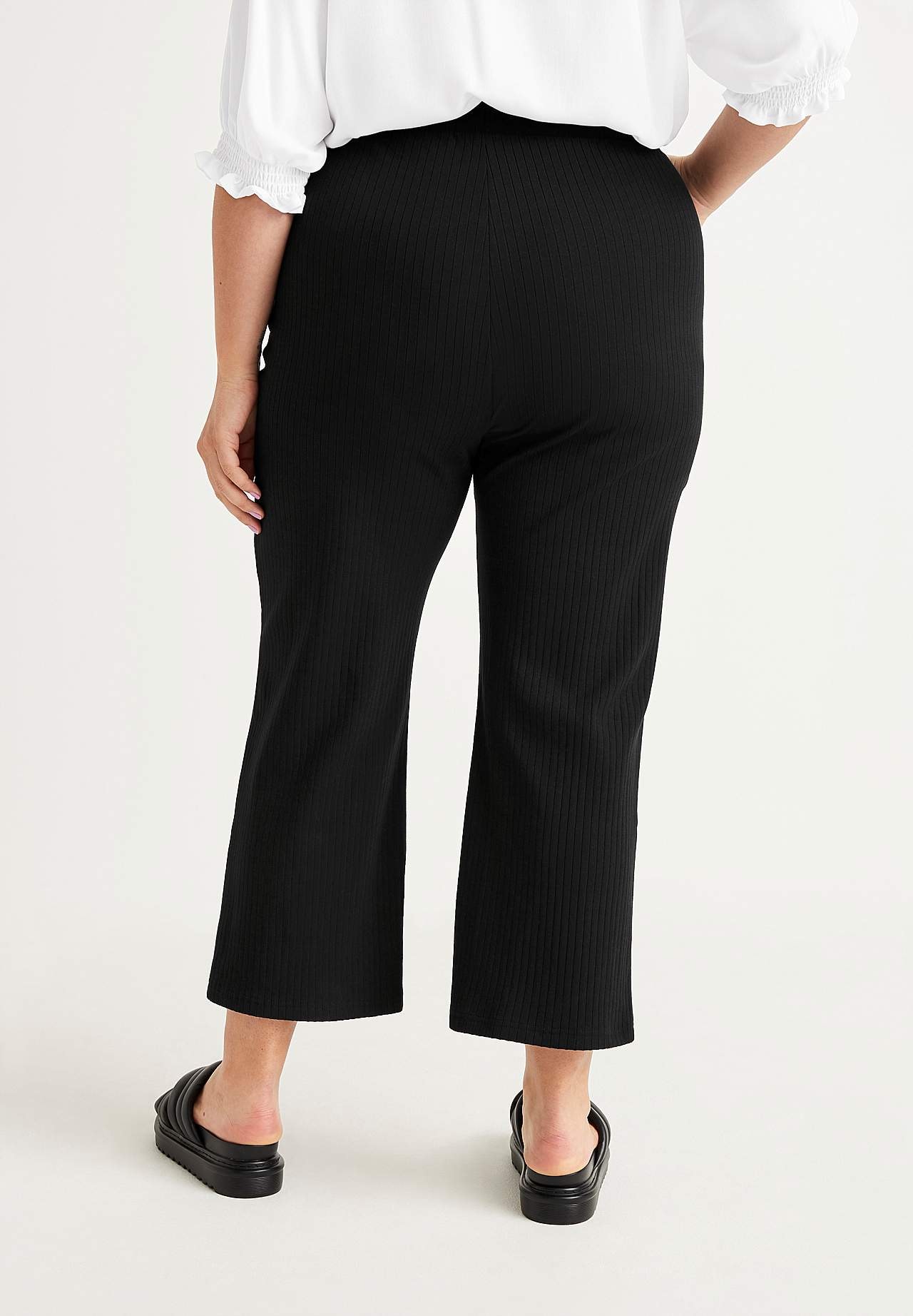 Prążkowane spodnie culottes