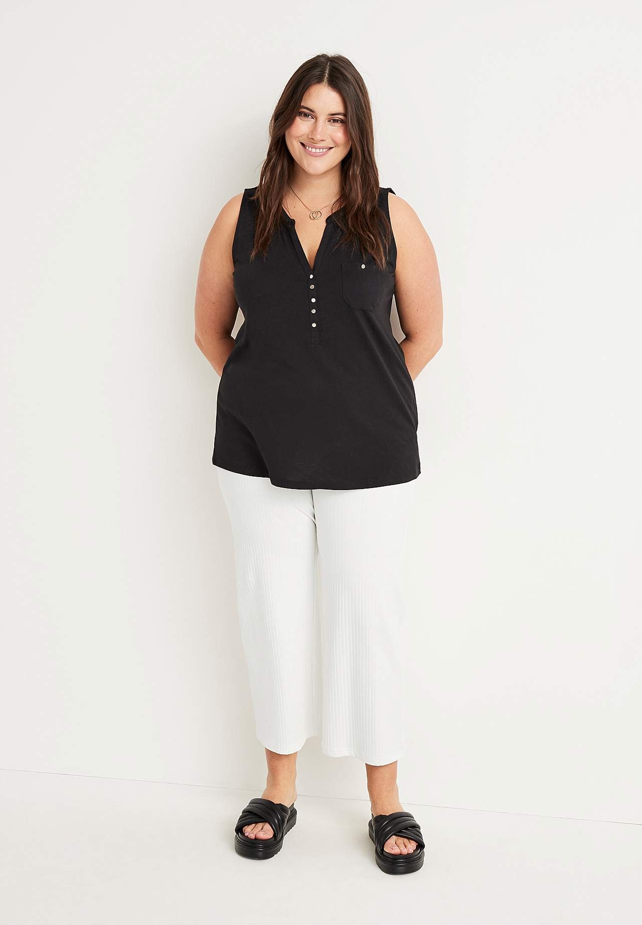 Prążkowane spodnie culottes