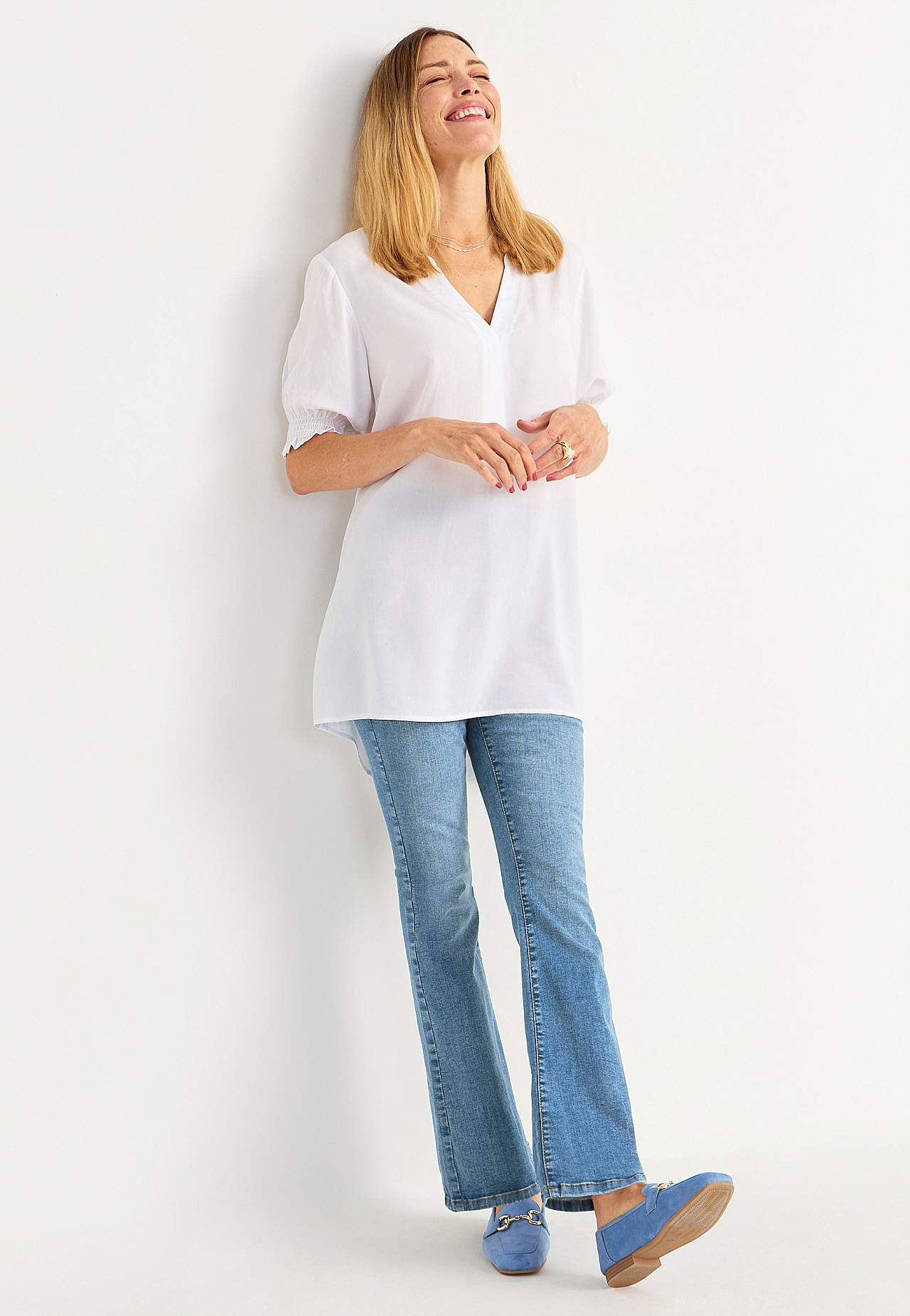 Jeansy bootcut z wysokim stanem