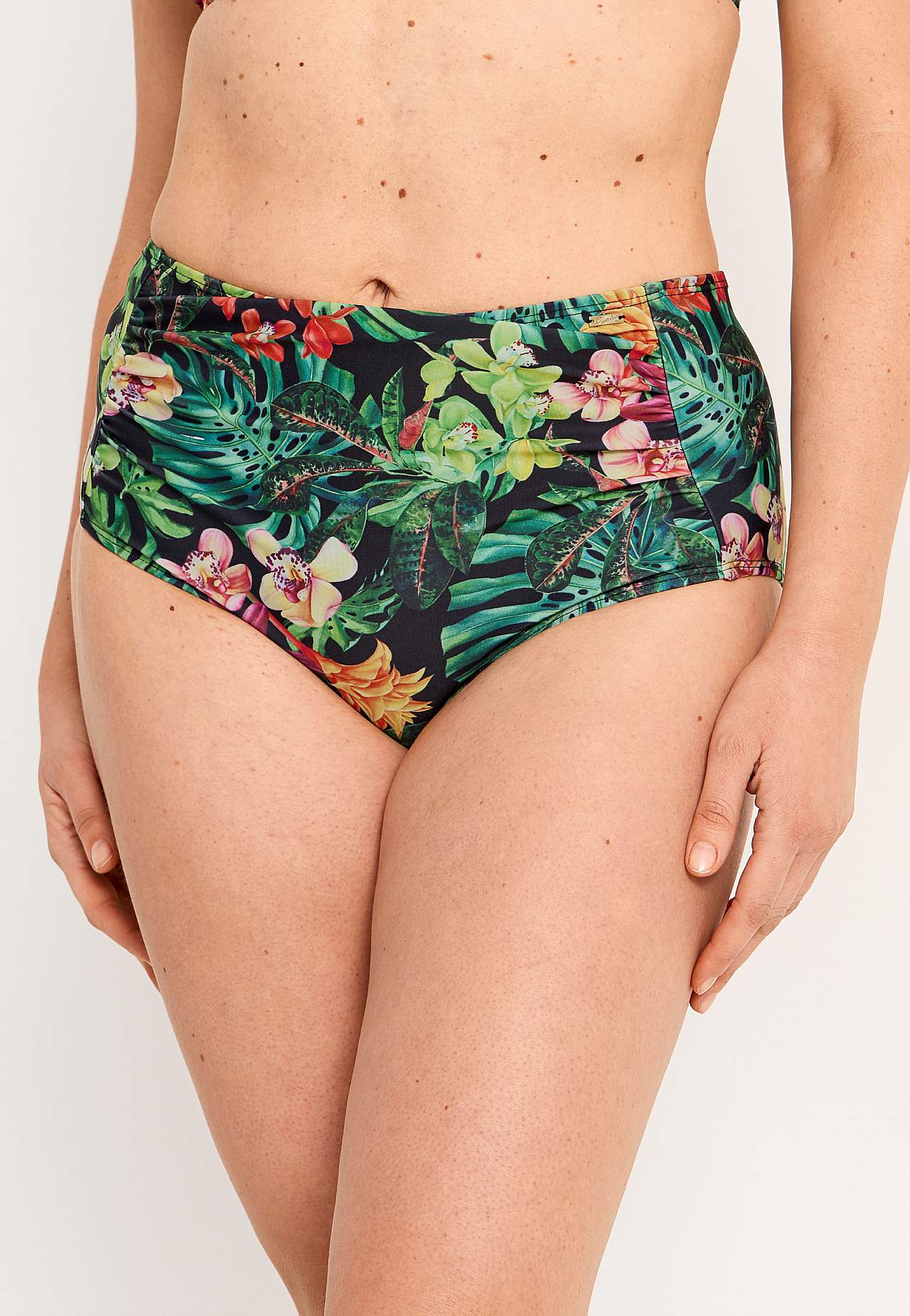 Dół bikini w kwiaty z wysokim stanem