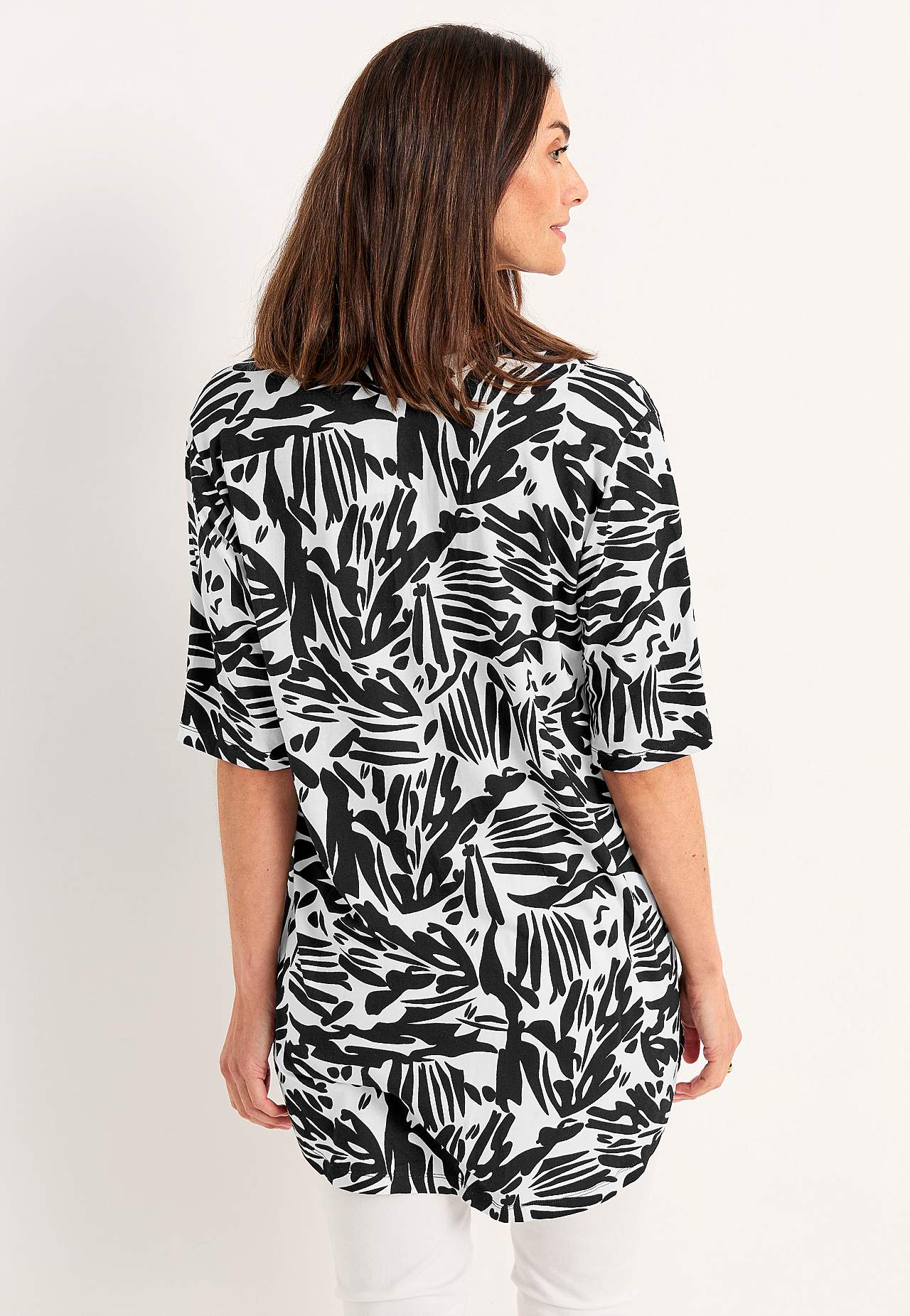 Tunika z dżerseju z dekoltem w serek