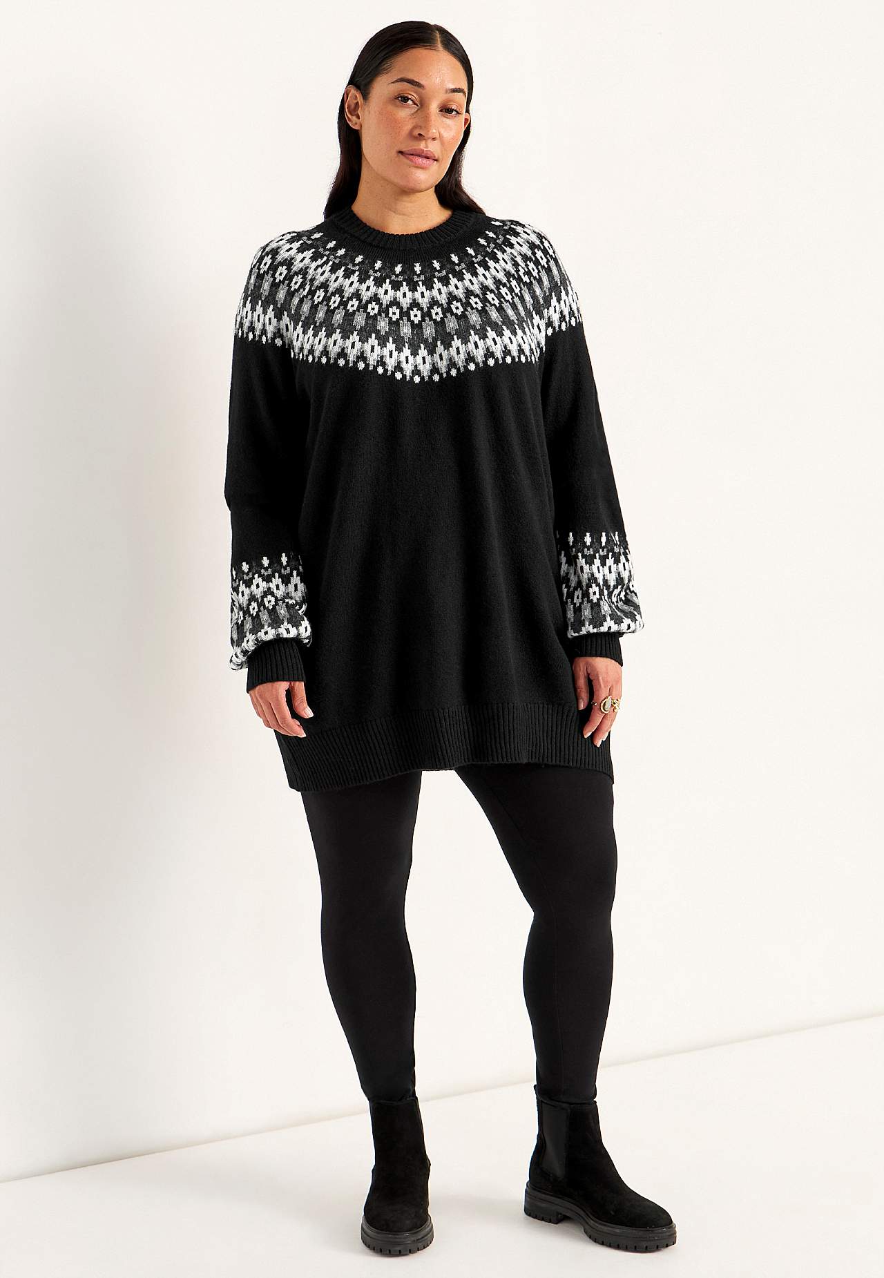 Dzianinowy sweter we wzorze żakardowym