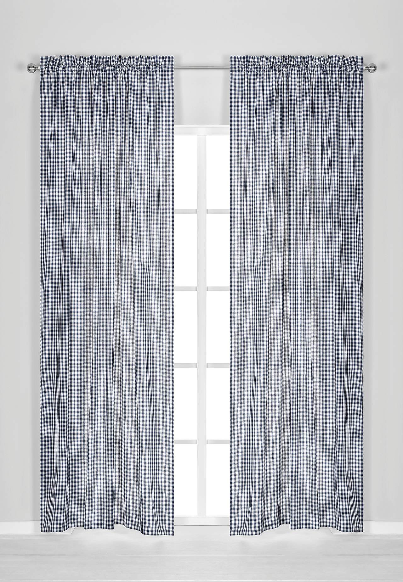 Tkane i kraciaste zasłony panelowe 2 sztuki