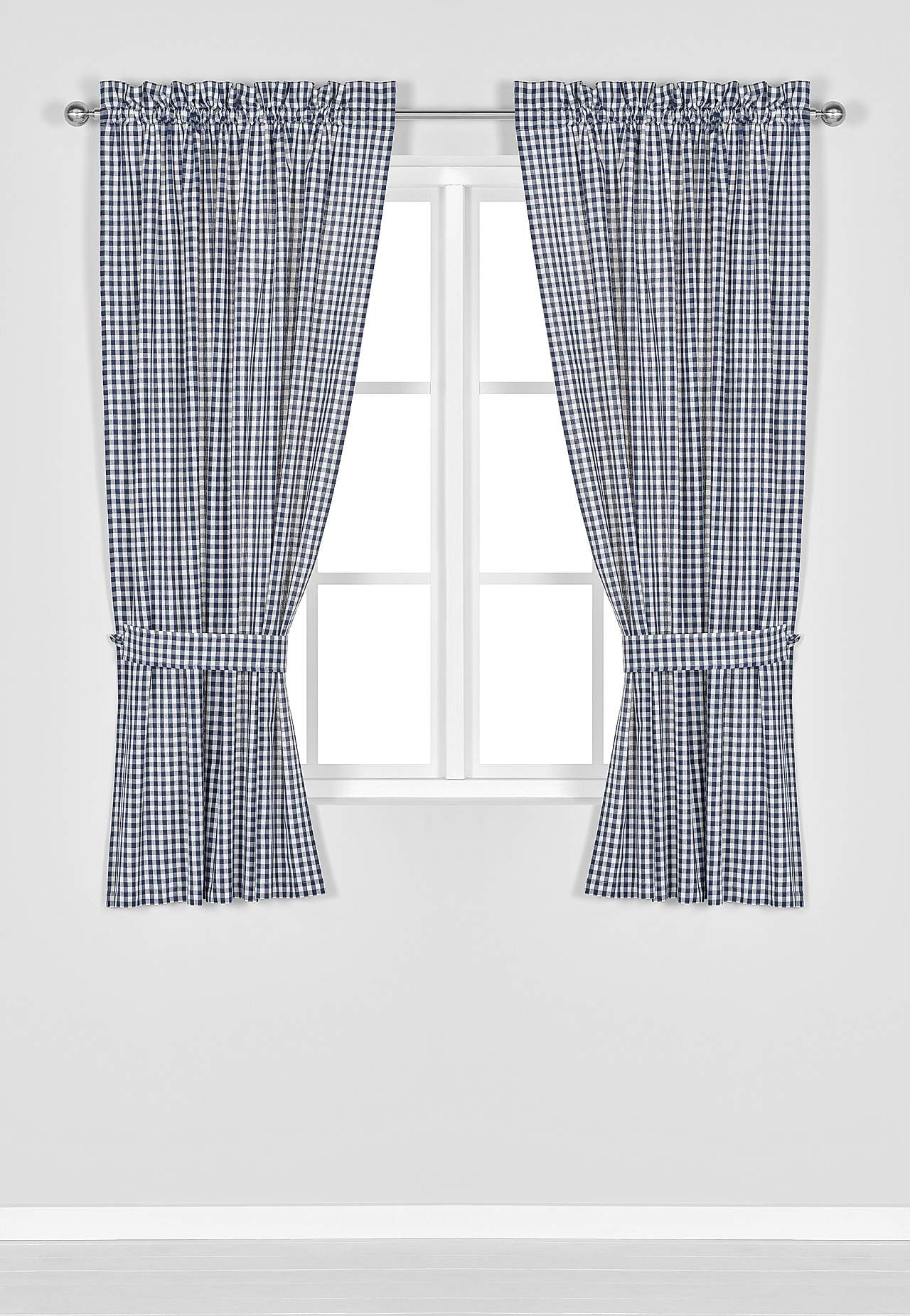 Tkane i kraciaste zasłony panelowe 2 sztuki