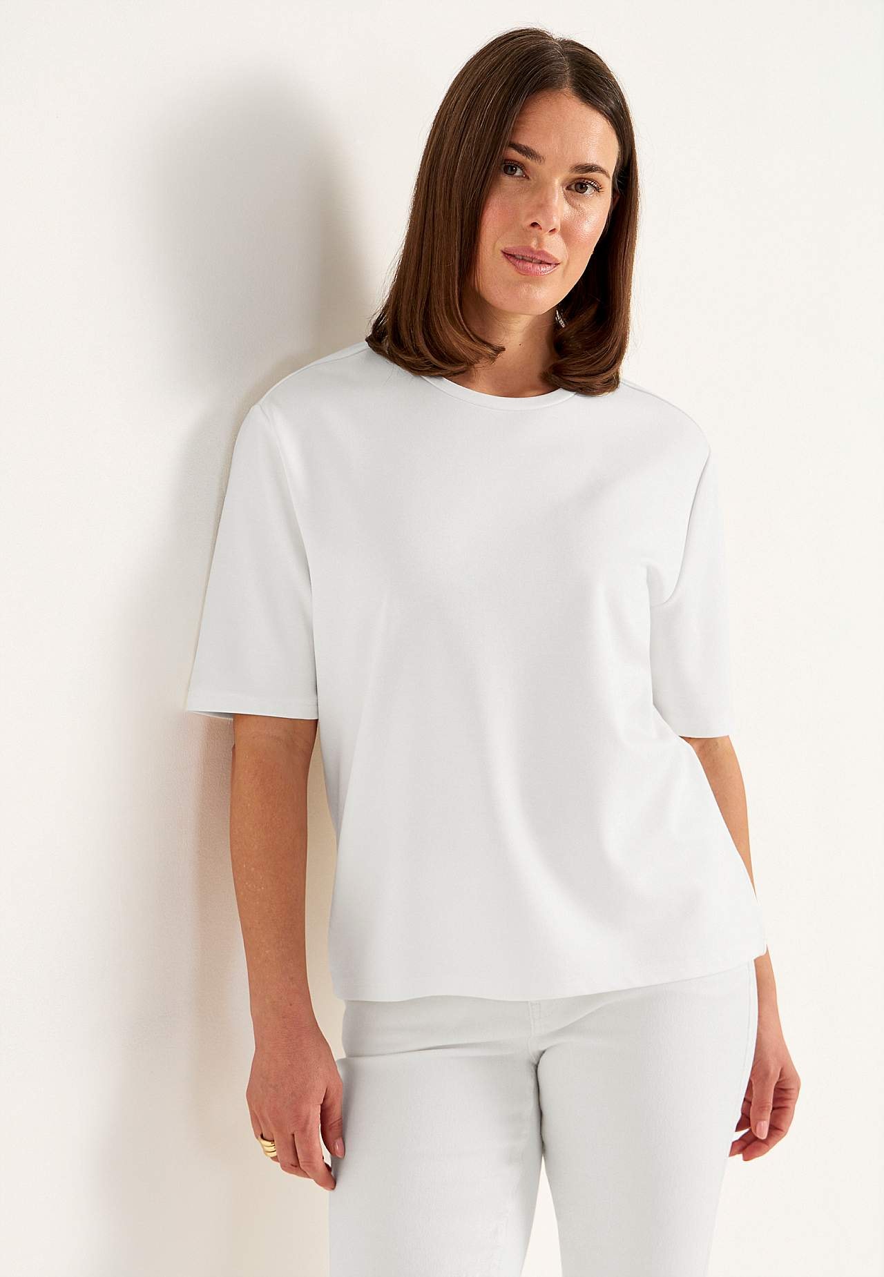 T-shirt z trudnego trykotu