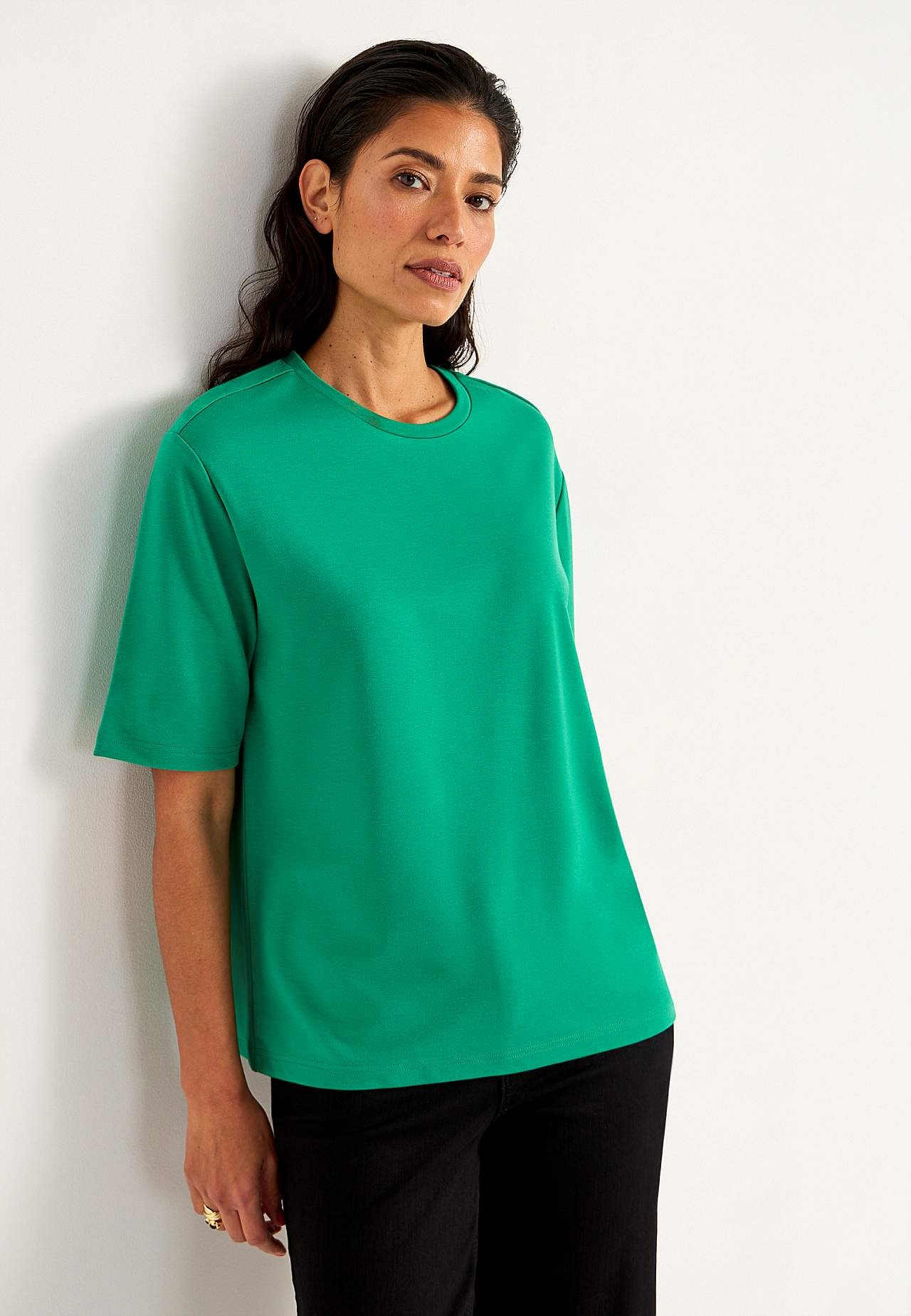 T-shirt z trudnego trykotu