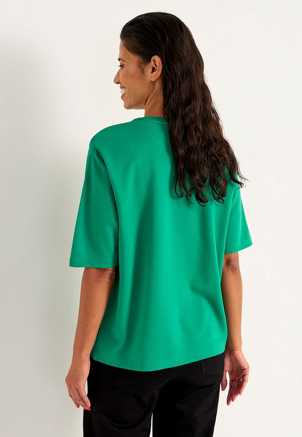T-shirt z trudnego trykotu
