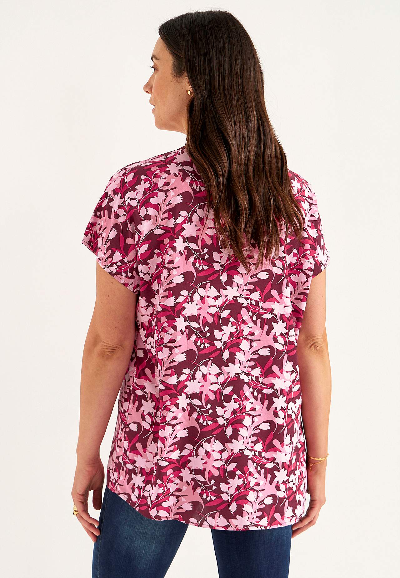 Tkana tunika z dekoltem w serek