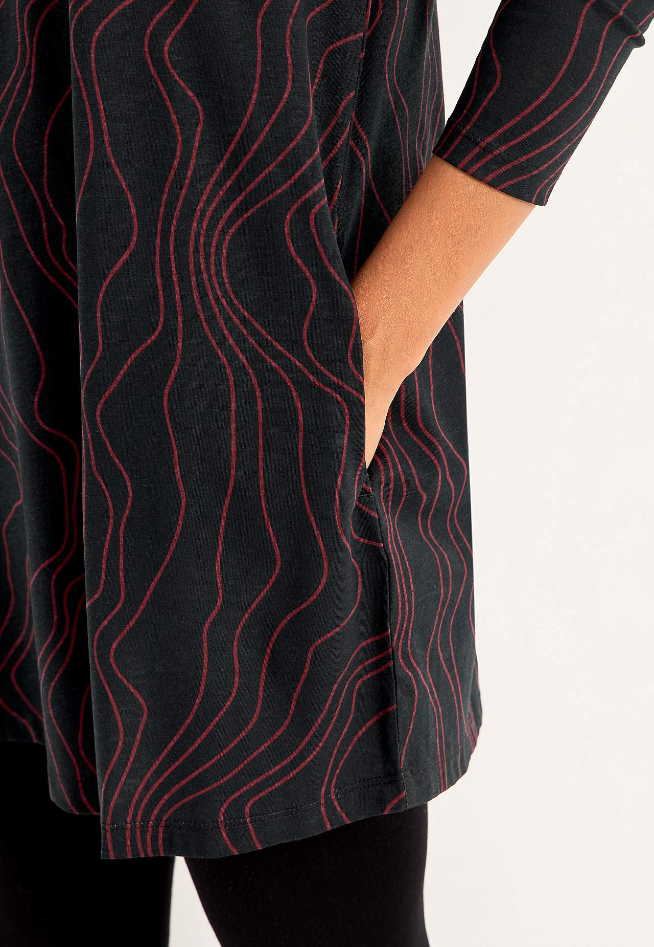 Wzorzysta tunika z dżerseju z kieszeniami