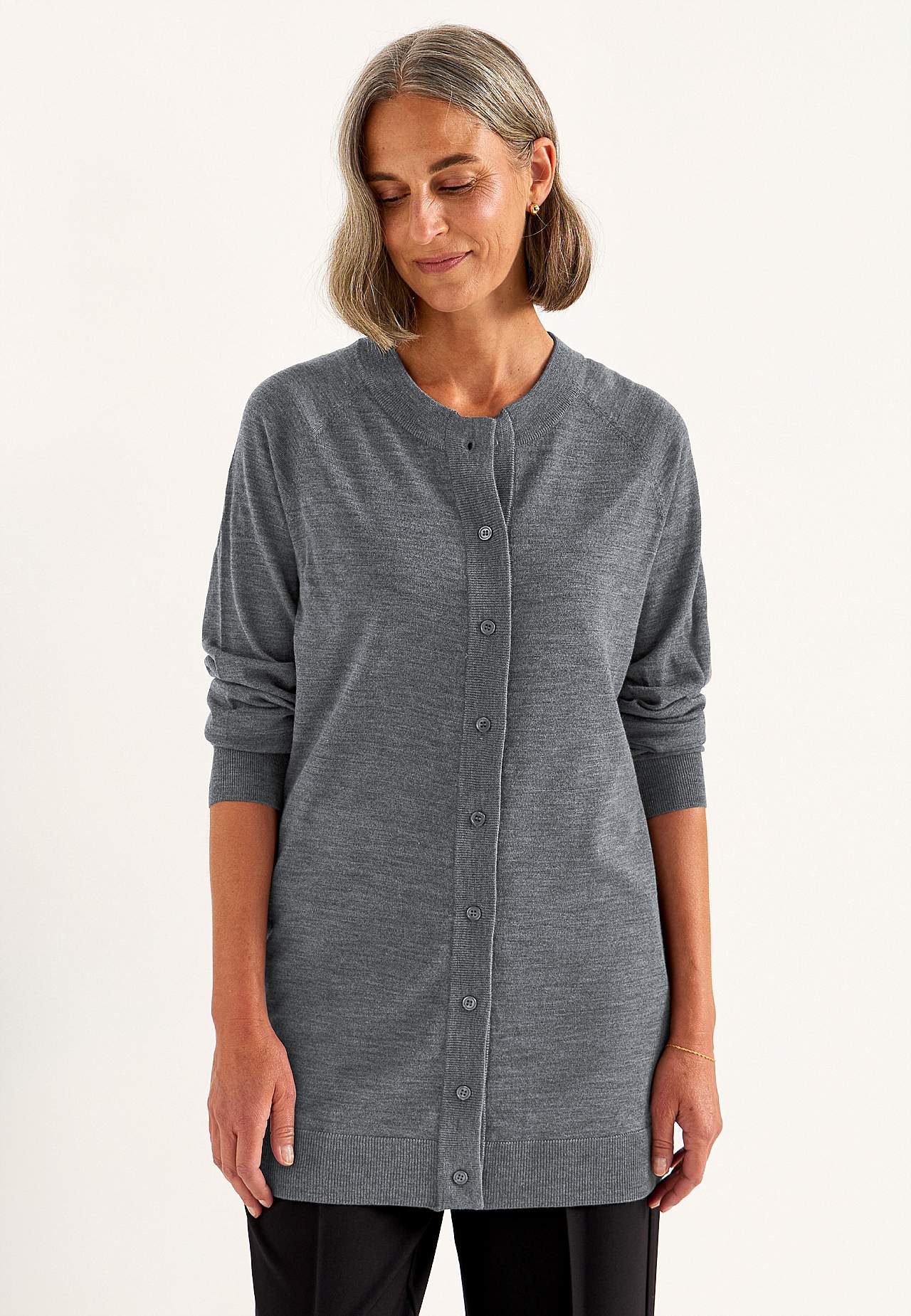 Rozpinany Premium sweter z wełny z merynosów