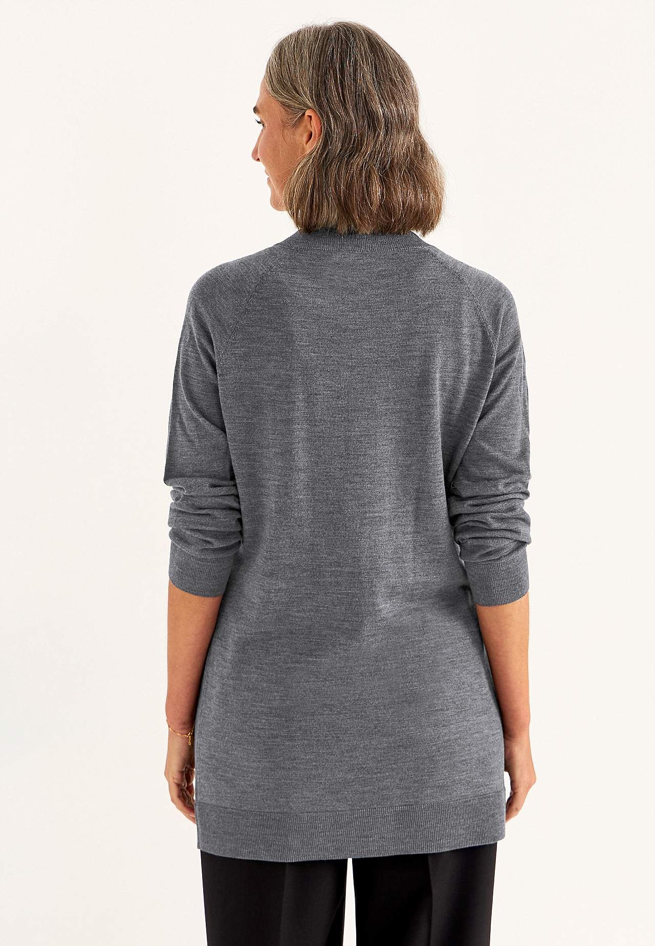 Rozpinany Premium sweter z wełny z merynosów