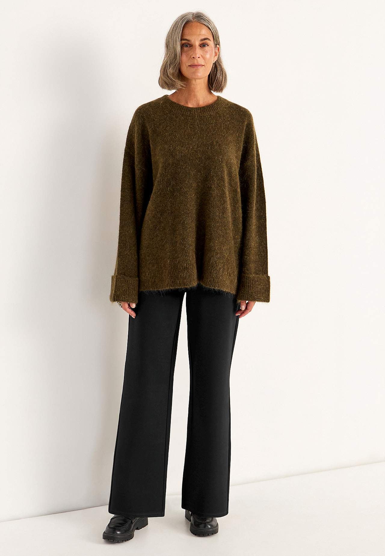 Szerokie Premium spodnie z dzianiny punto roma Mona