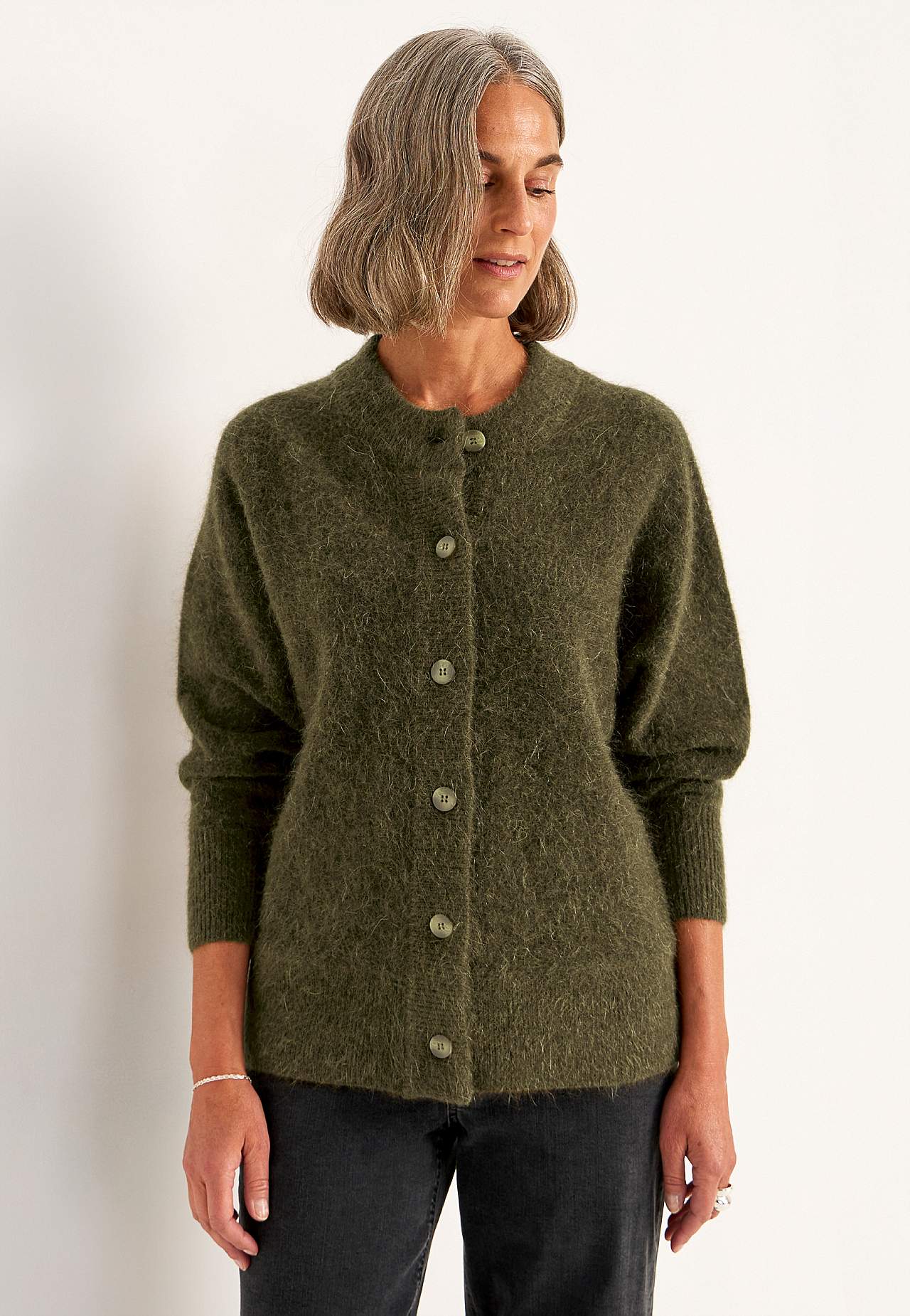 Rozpinany Premium sweter z mieszanki moheru i wełny