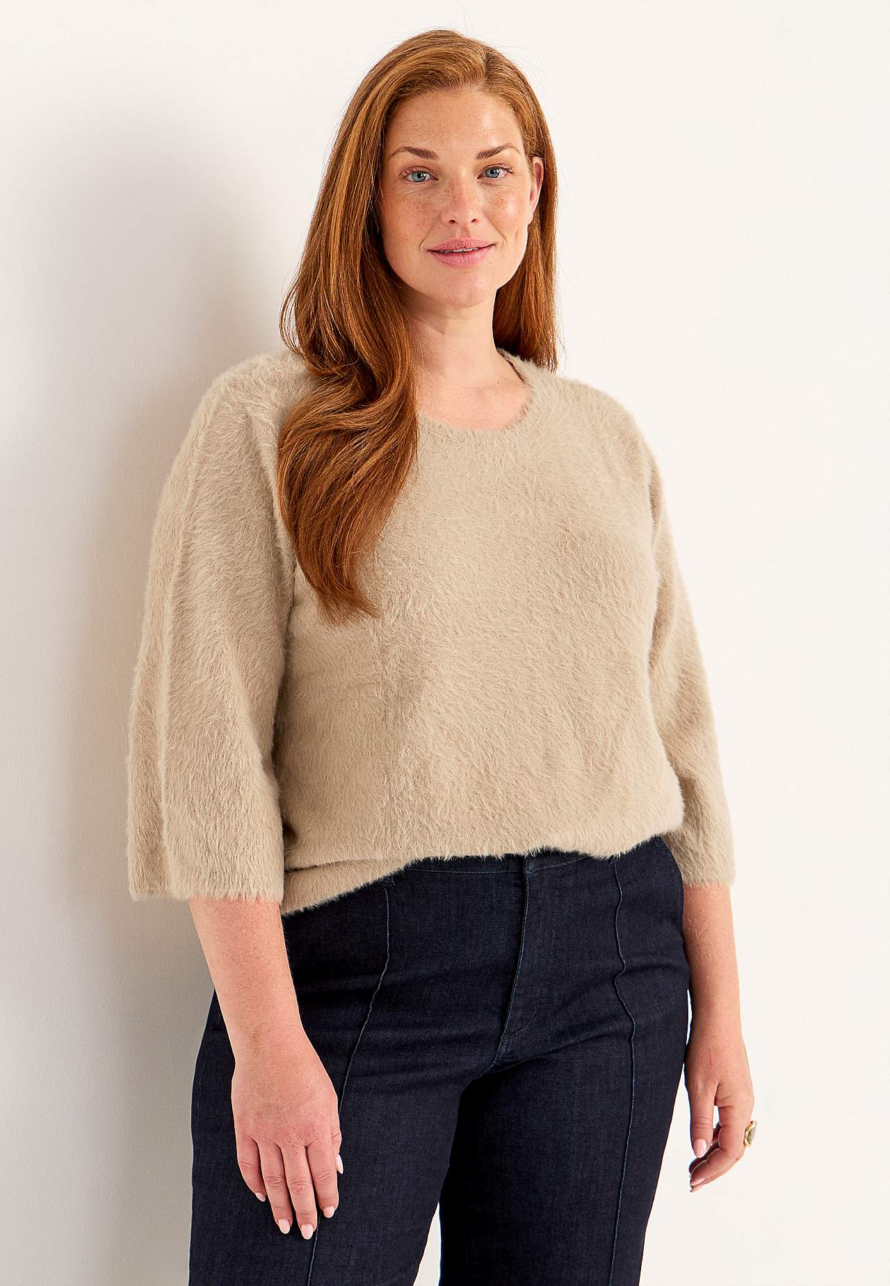 Dzianinowy sweter z rękawami 3/4