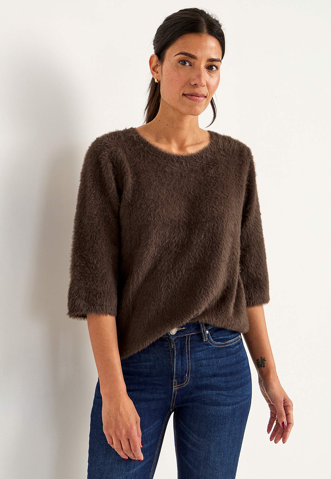 Dzianinowy sweter z rękawami 3/4