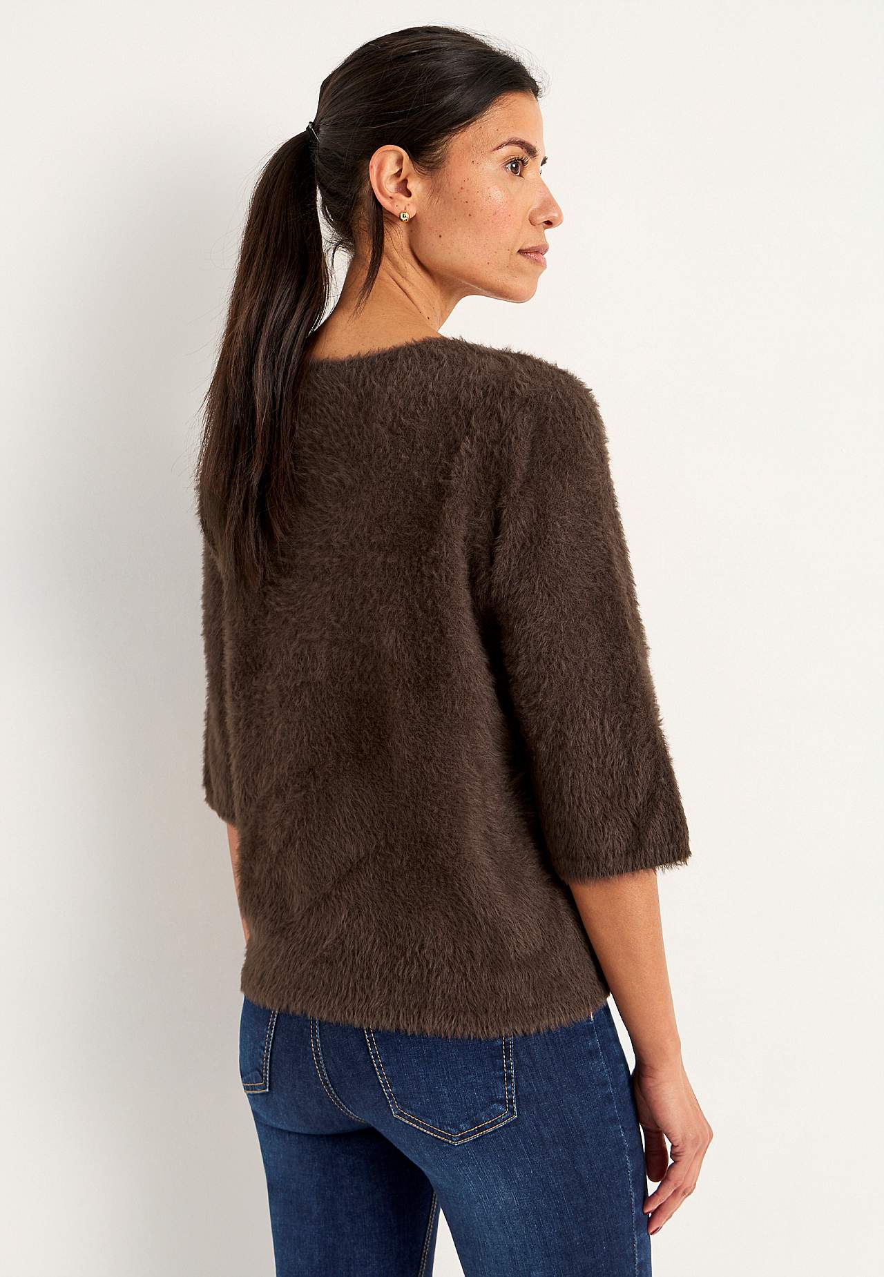 Dzianinowy sweter z rękawami 3/4