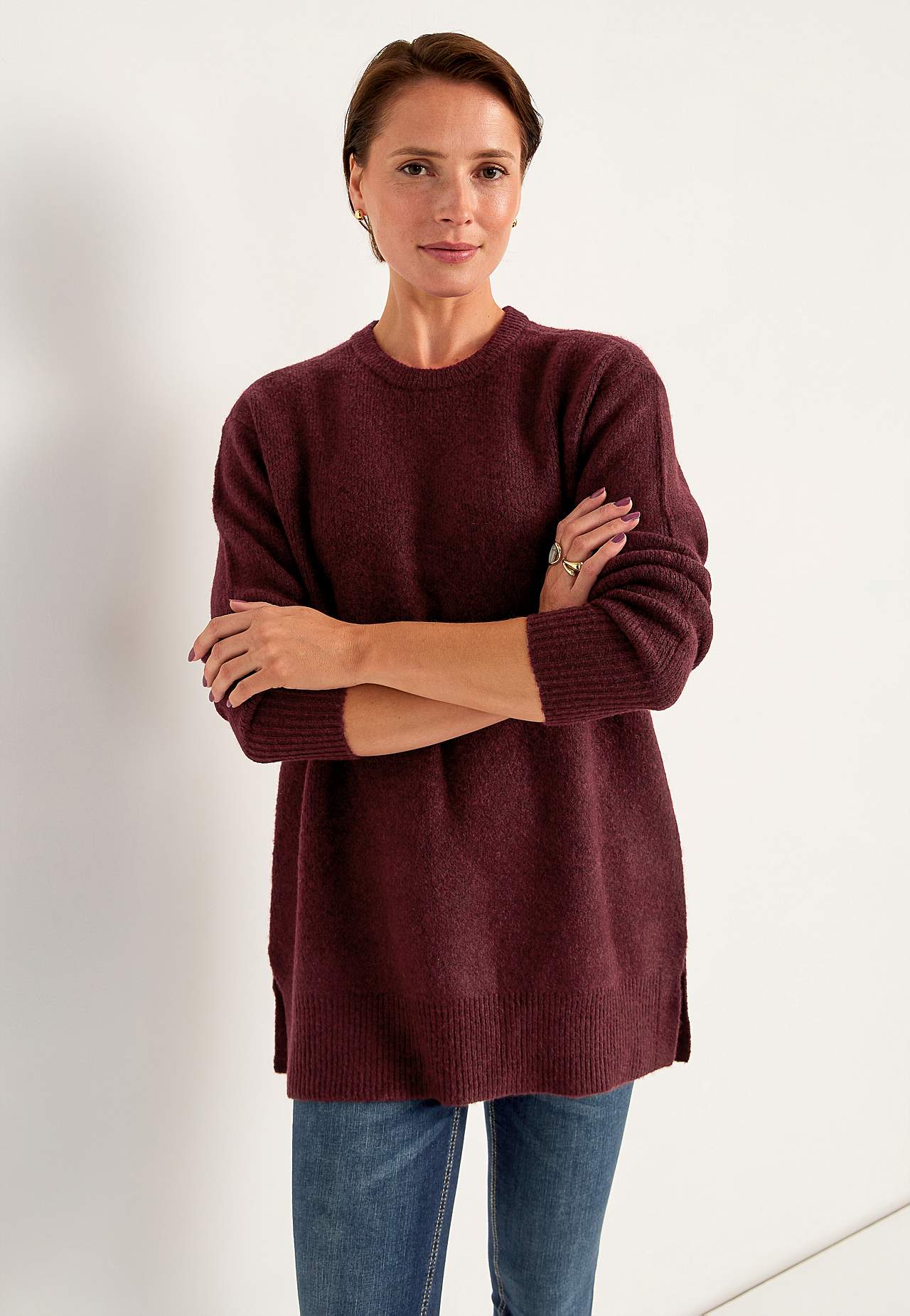 Dzianinowa tunika z rozcięciami