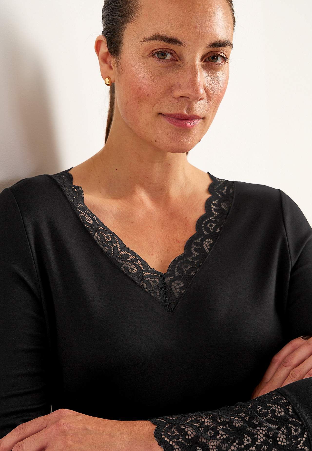 Tunika z dżerseju z koronkowymi detalami