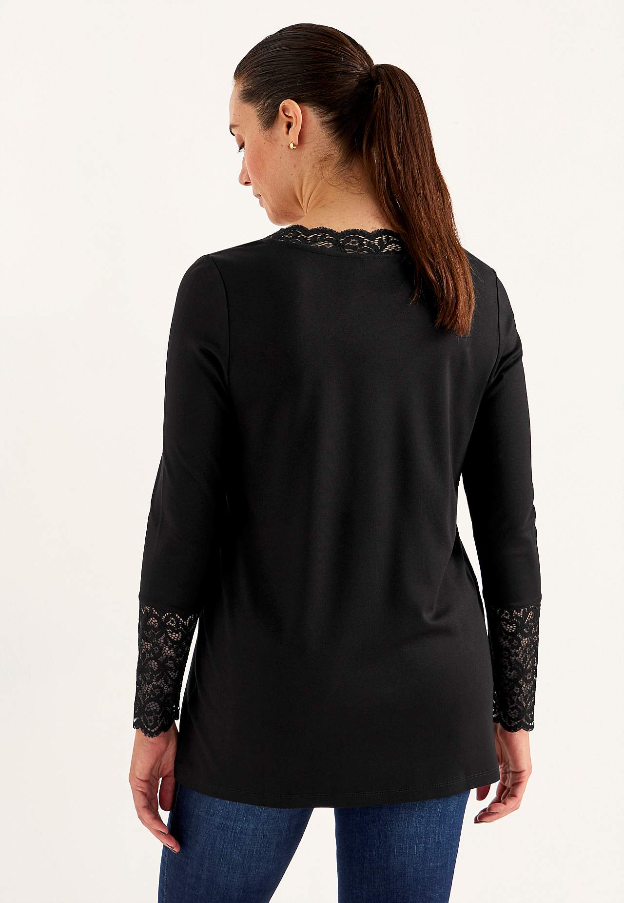 Tunika z dżerseju z koronkowymi detalami