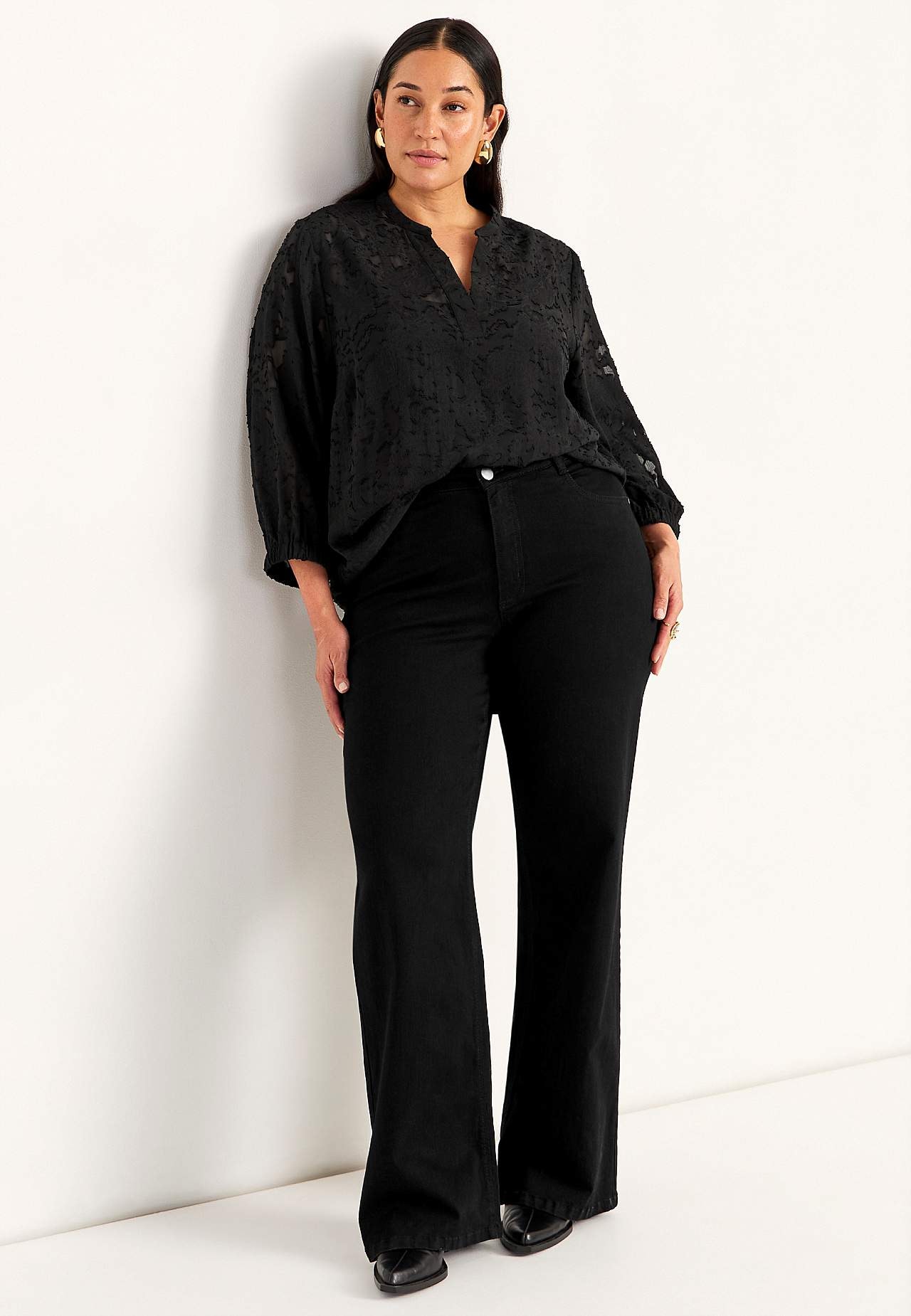 Transparentna bluzka z tkaniny żakardowej