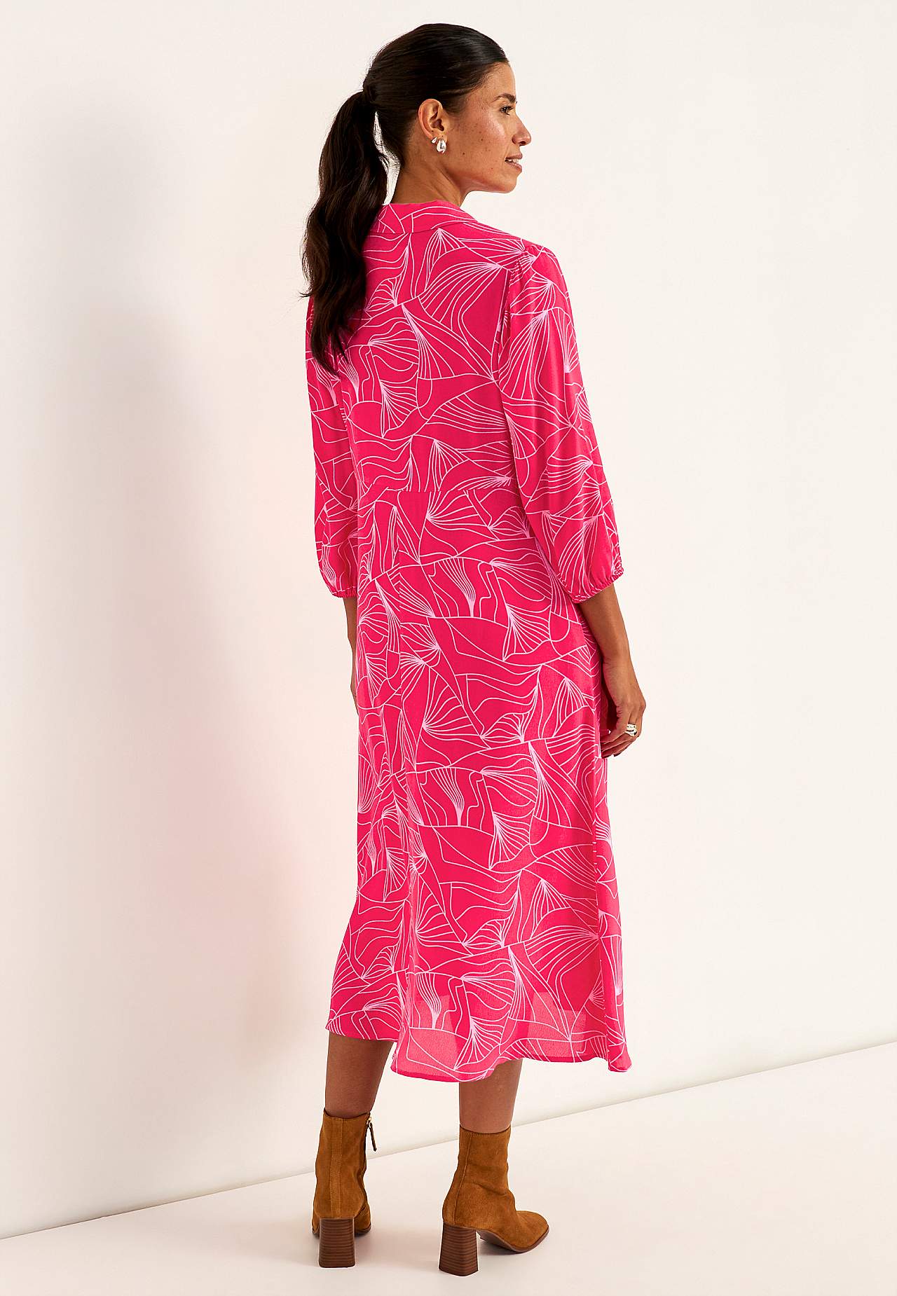 Tkana sukienka z kieszeniami