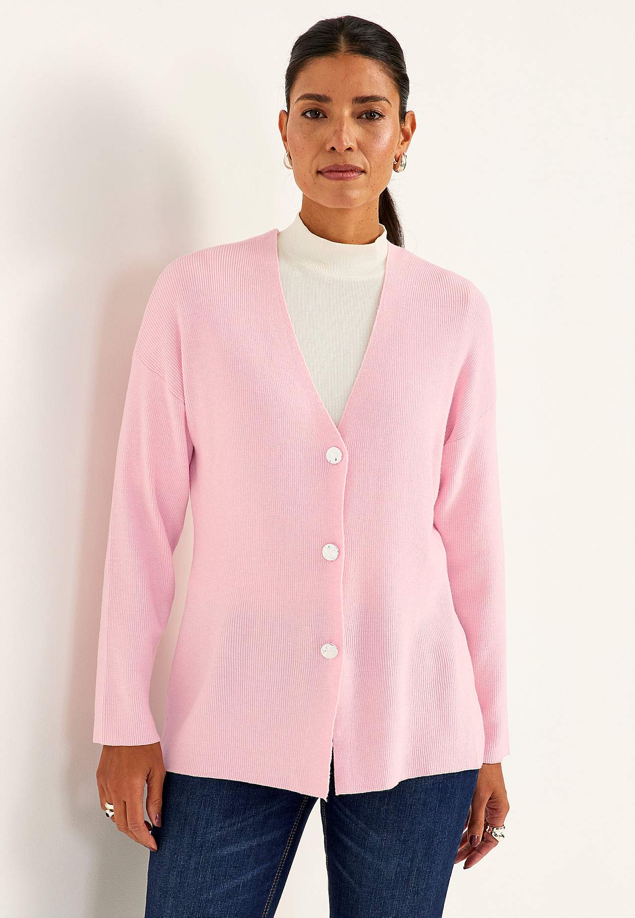 Rozpinany sweter cienko dziergany