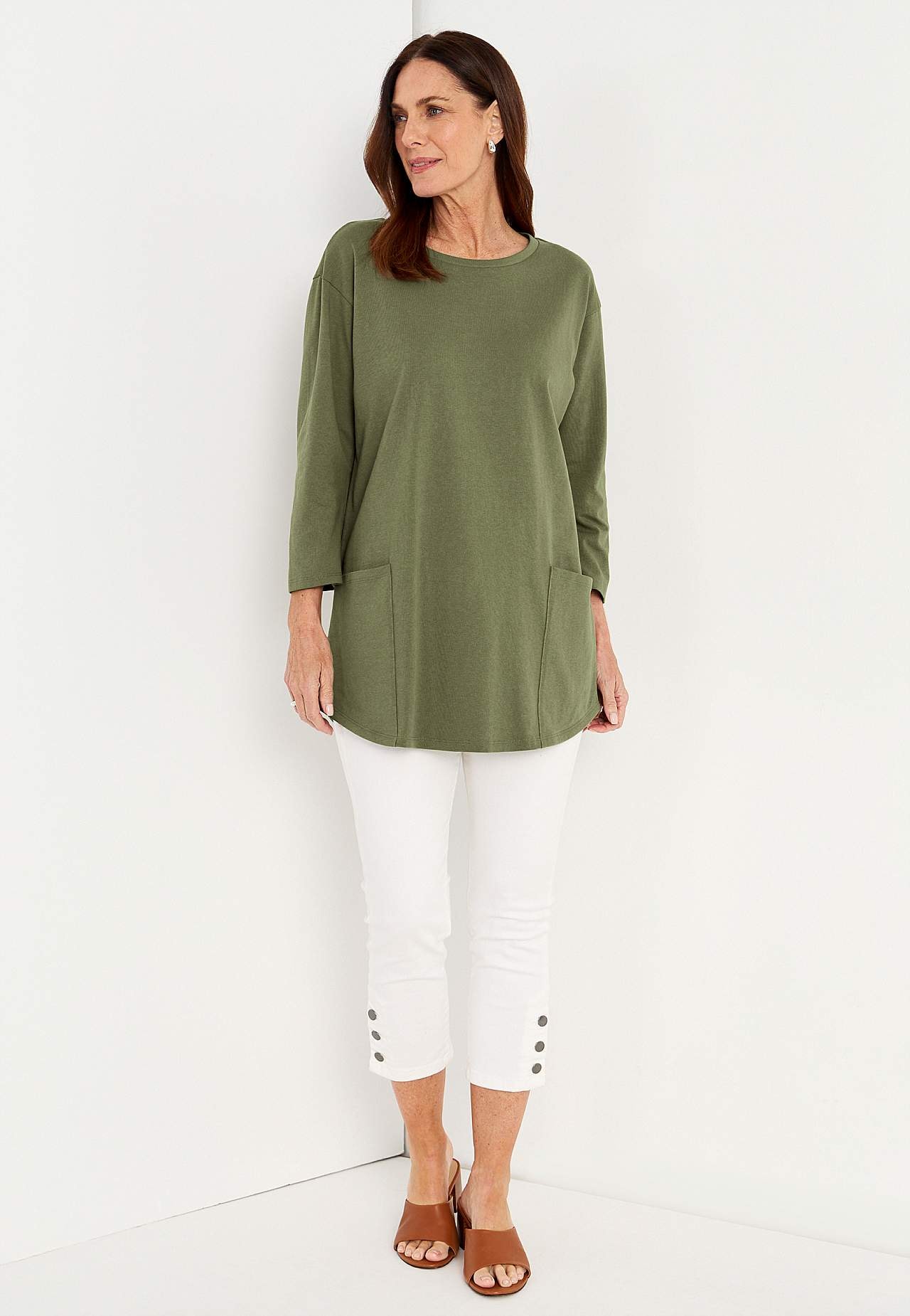 Tunika z dżerseju z bawełny organicznej z kieszeniami
