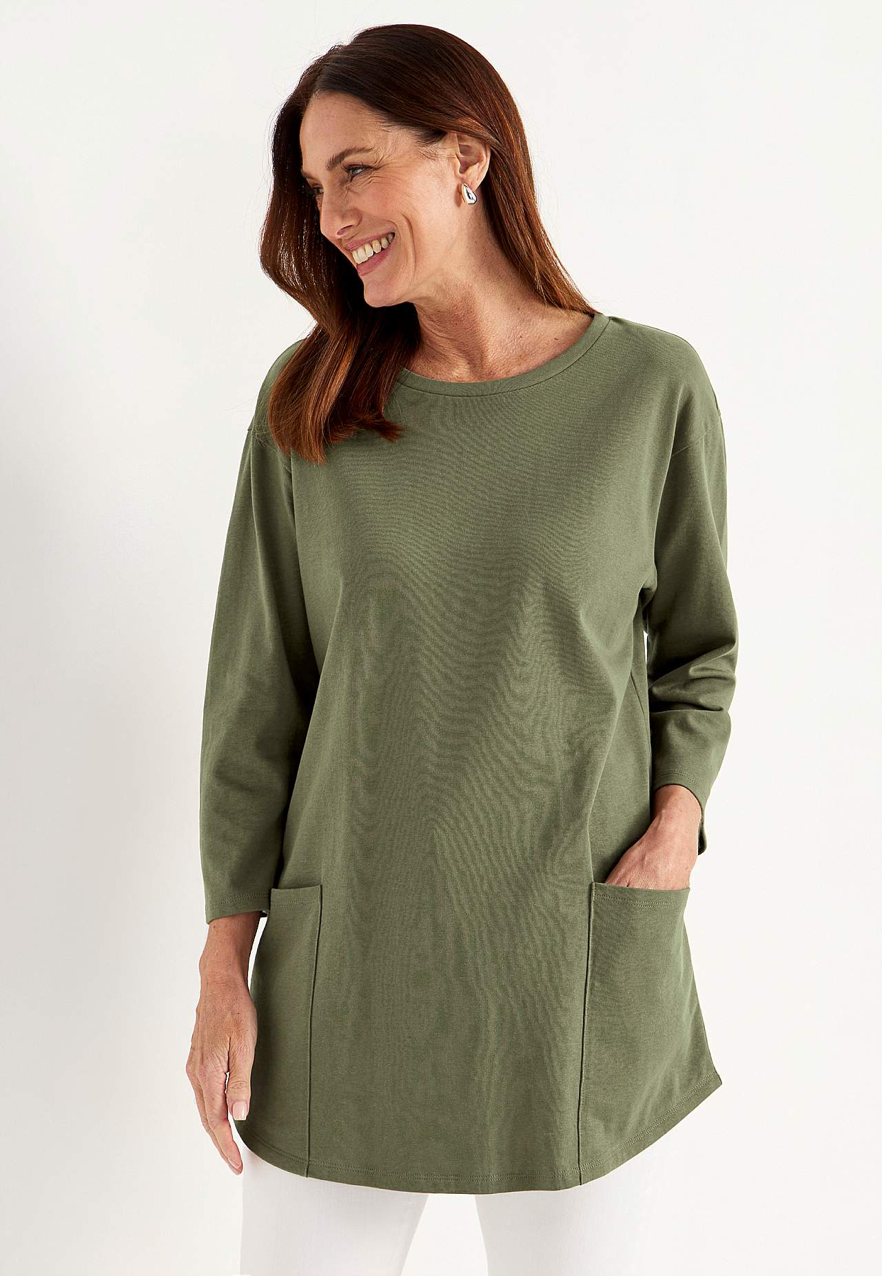Tunika z dżerseju z bawełny organicznej z kieszeniami