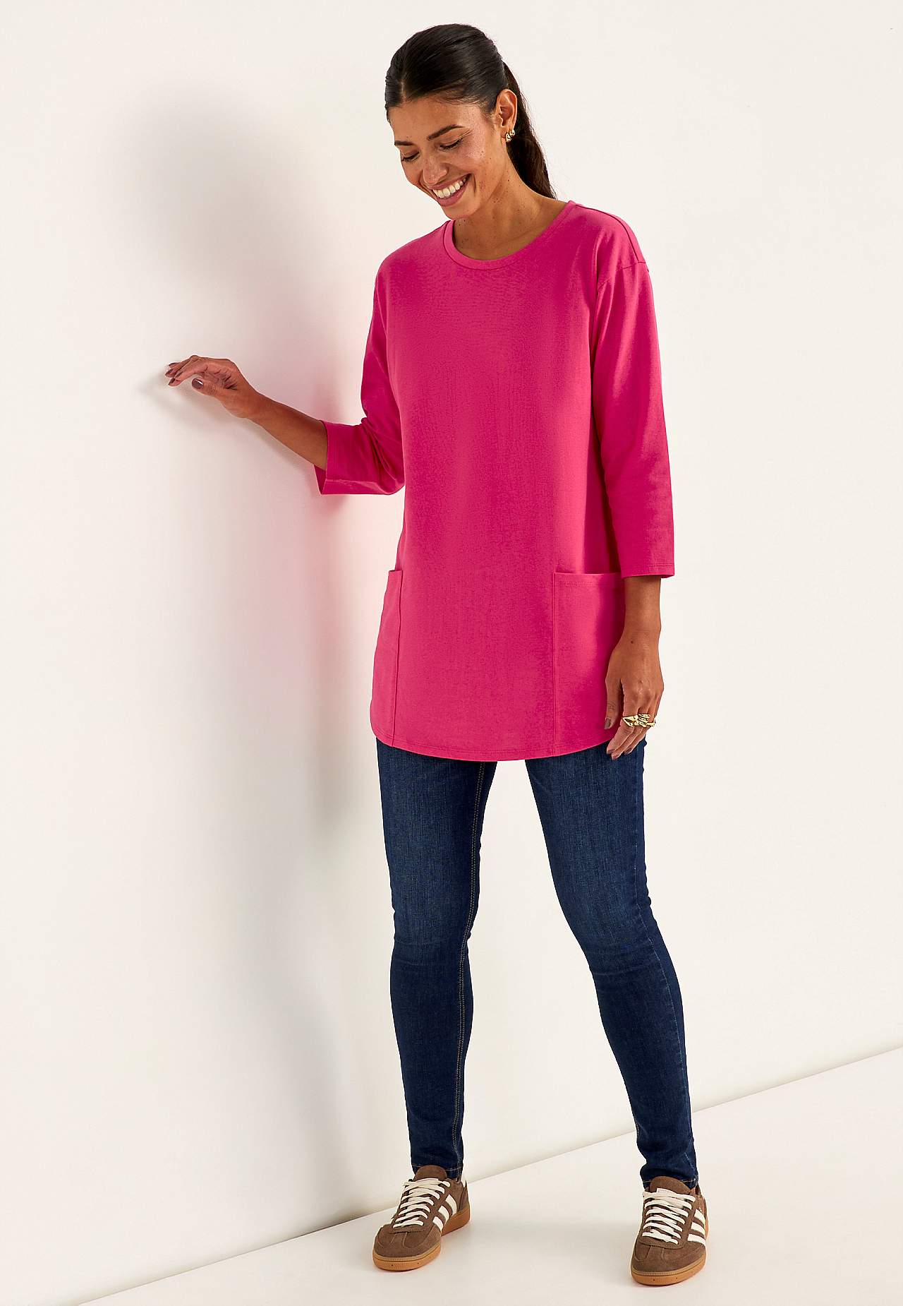Tunika z dżerseju z bawełny organicznej z kieszeniami